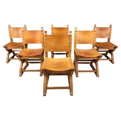 Set of 6 brutalist spanish dining chairs, 1960s