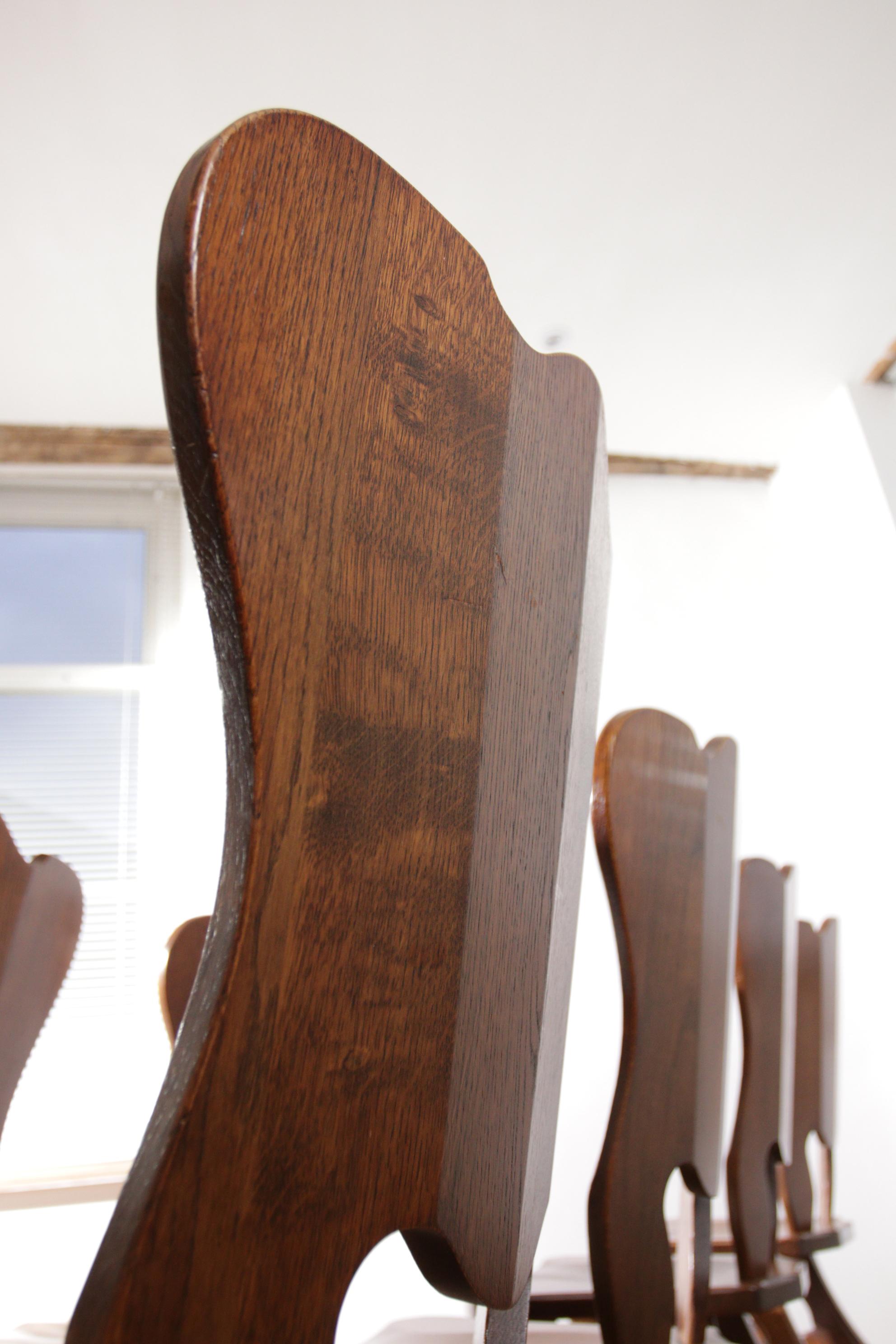 Set of 4 Brutalist Wabi Sabi Oak Dining Room Chairs In Good Condition In Boven Leeuwen, NL