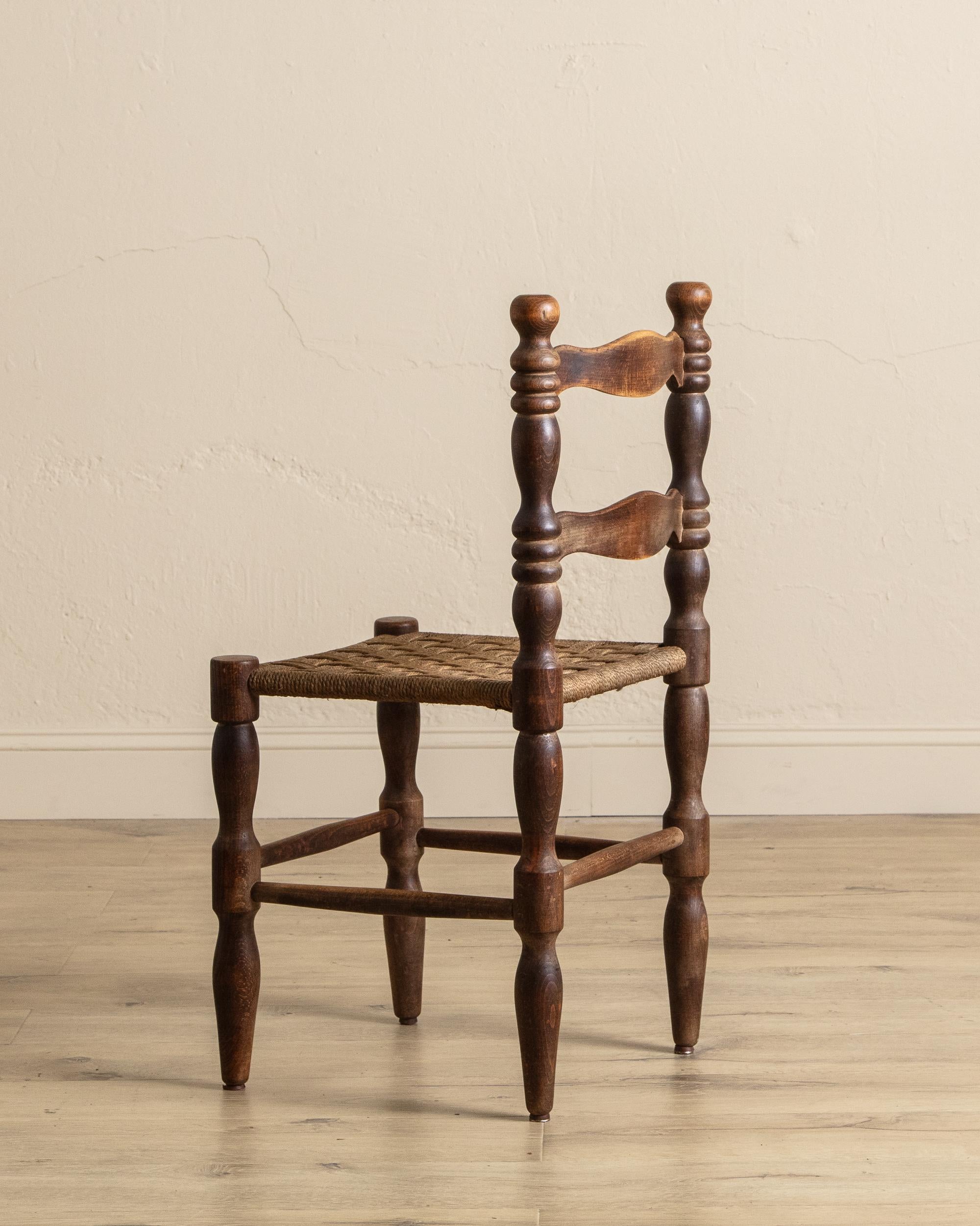 Satz von 6 Brutalist Wood Dining Chairs Manner of Charles Dudouyt, Frankreich, 1940er Jahre im Angebot 1