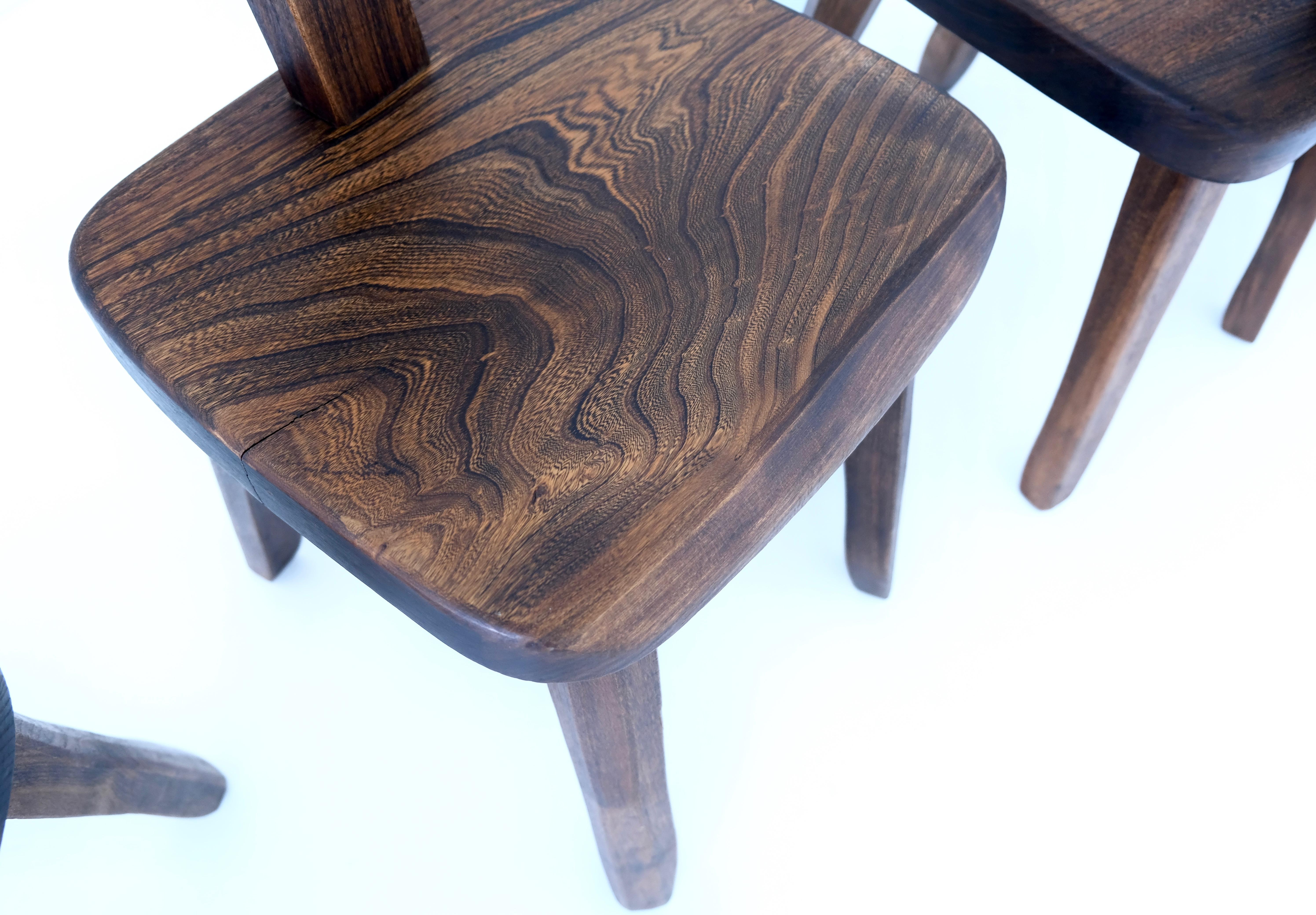 Set of 6 Brutalistic, Minimalistic Dining or Side Chairs Made of Elm Wood 8