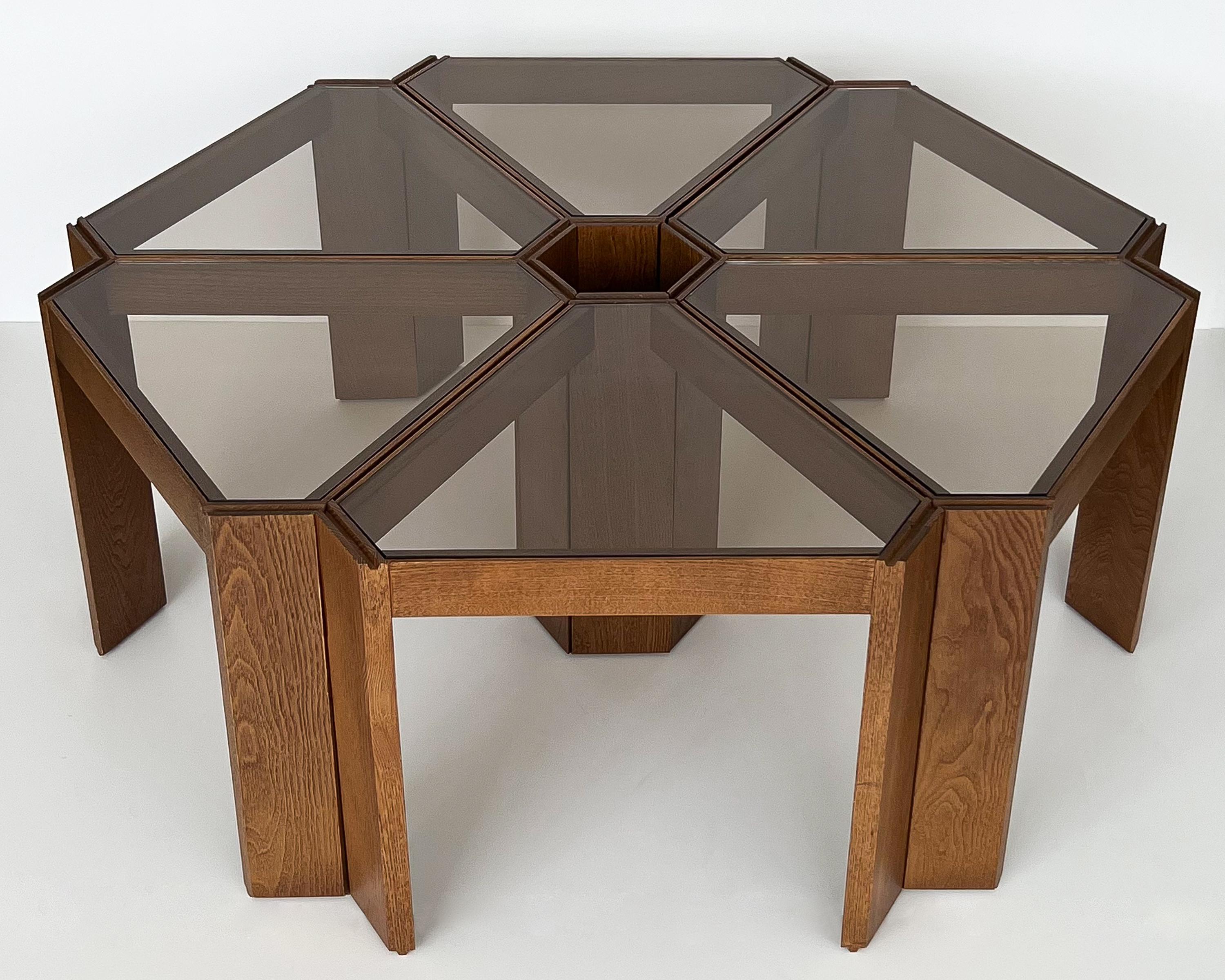 Set of 6 Bunching Modular Coffee Tables in the Style of Frattini 7