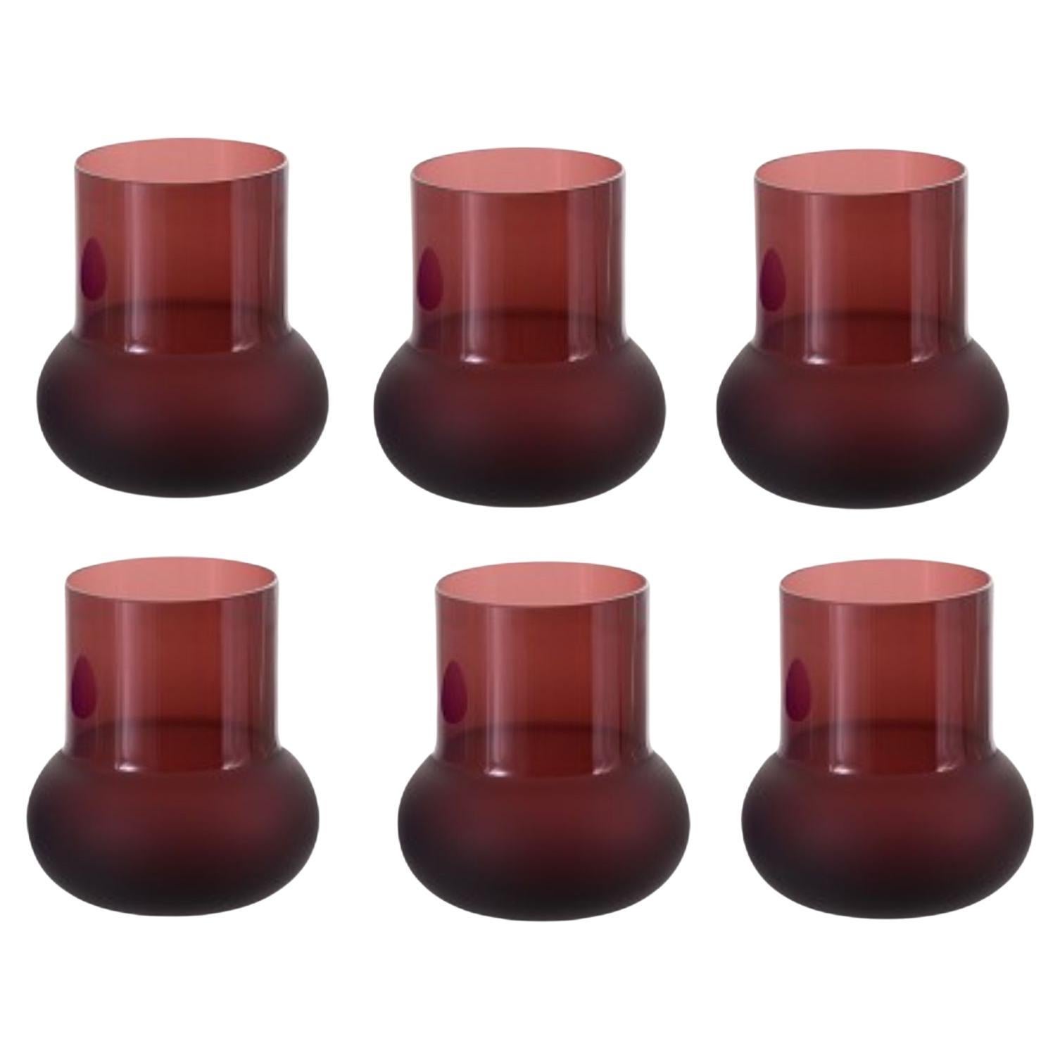 Set von 6 burgunderfarbenen Gläsern von Pulpo