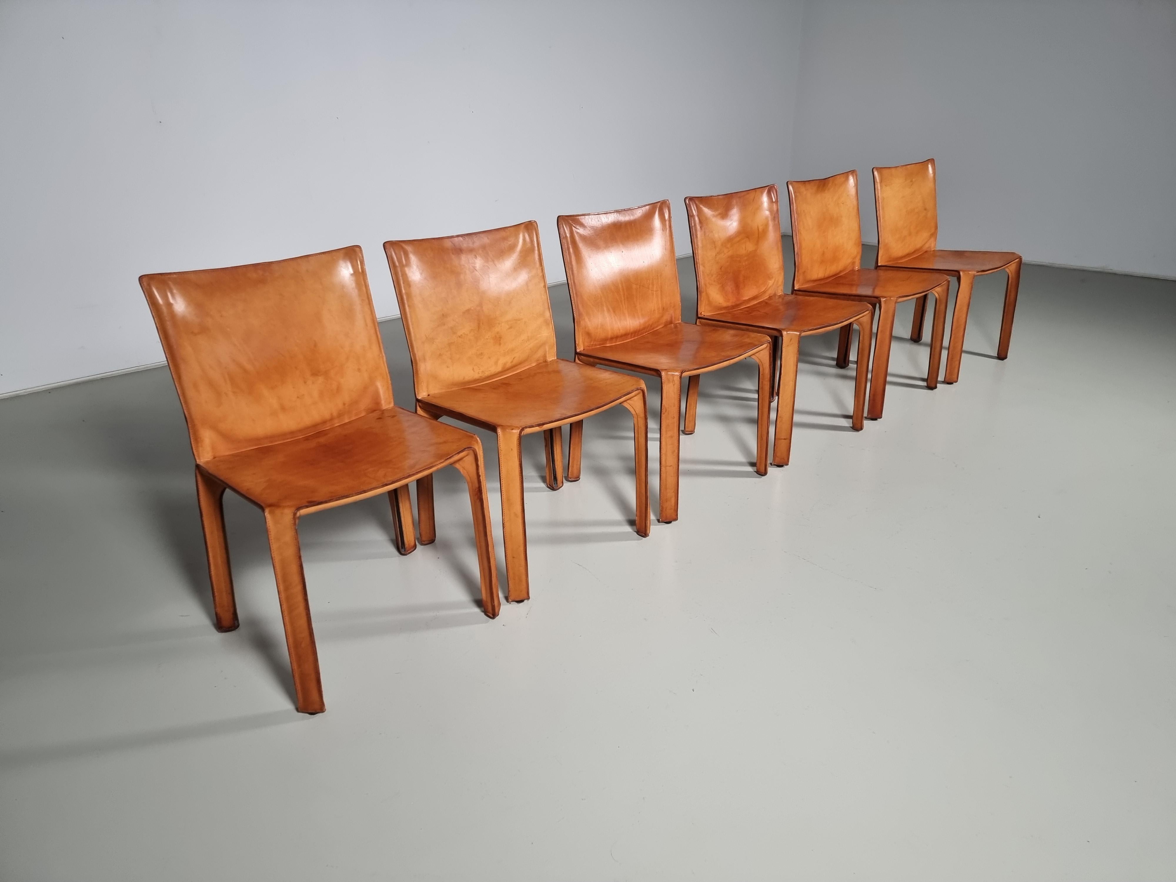 Italian Set of 6 CAB 412 Chairs by Mario Bellini for Cassina, 1970s