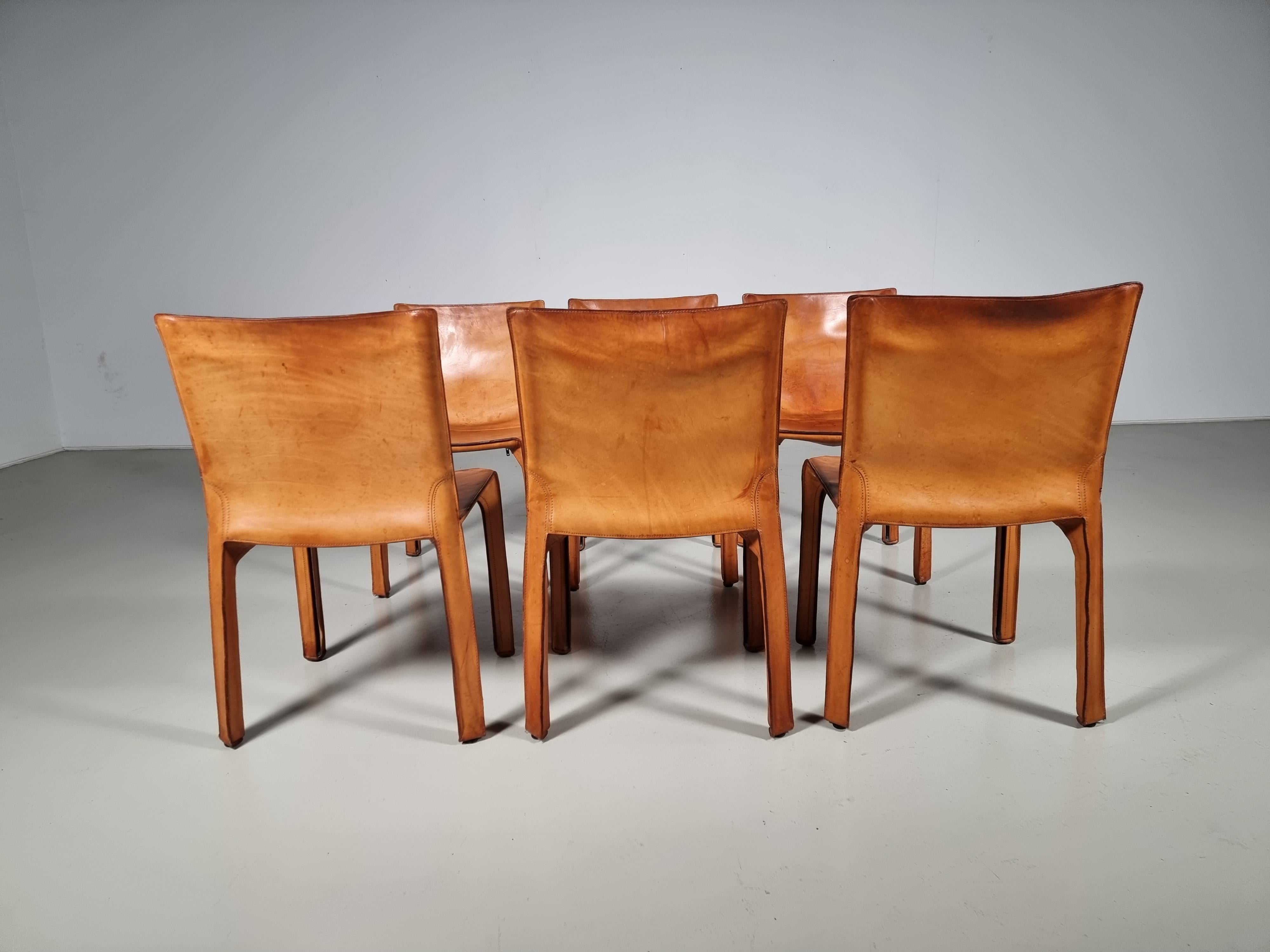 Late 20th Century Set of 6 CAB 412 Chairs by Mario Bellini for Cassina, 1970s
