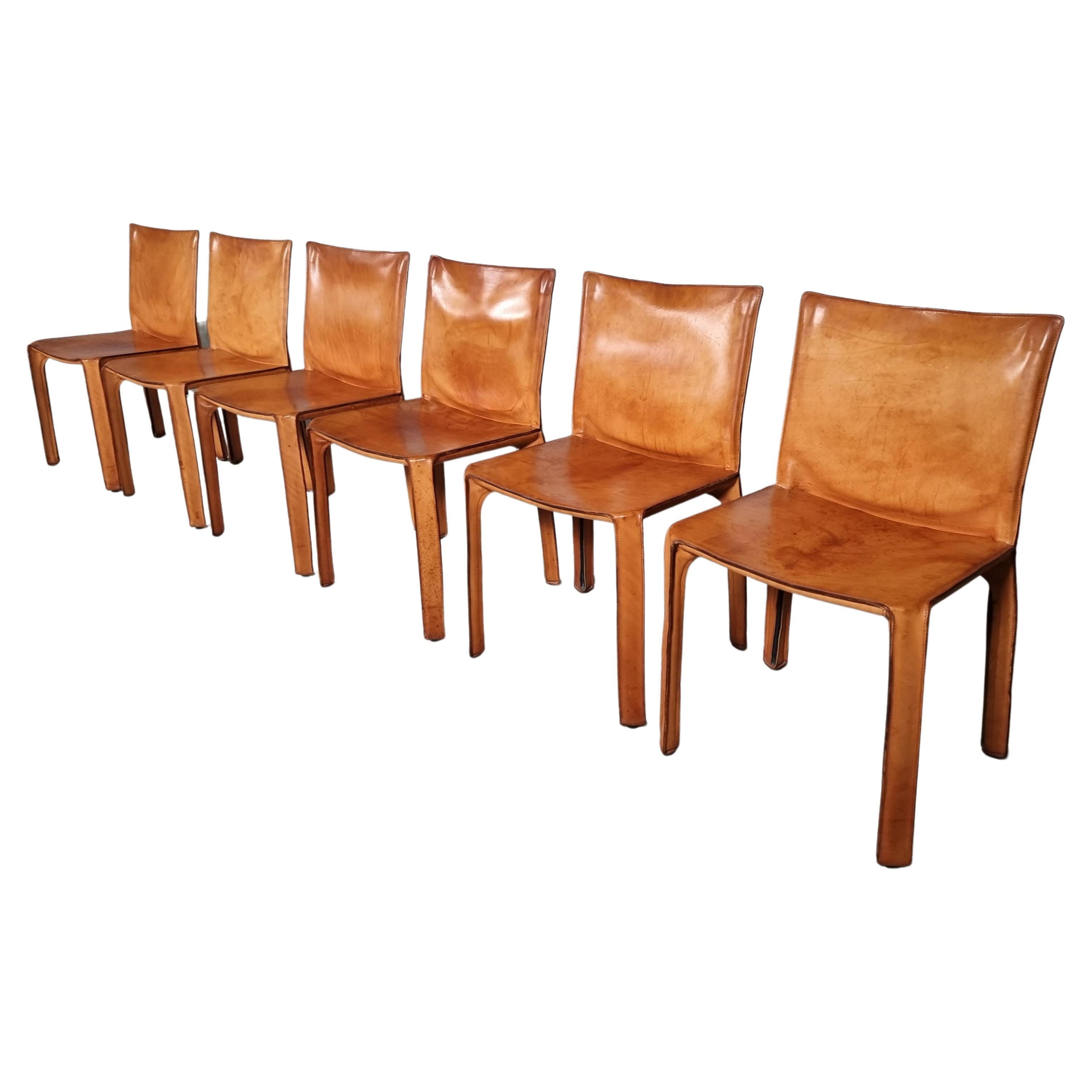 Set of 6 CAB 412 Chairs by Mario Bellini for Cassina, 1970s