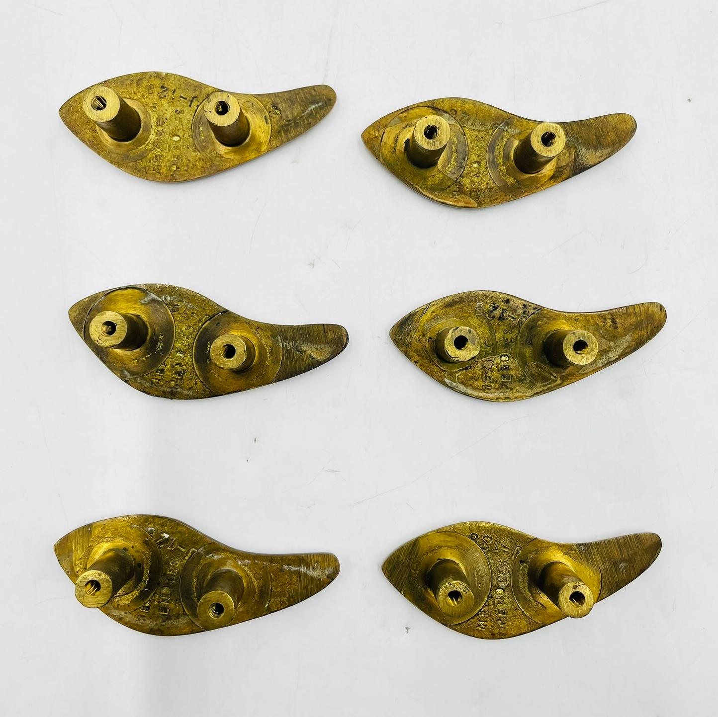 Set of 6 Cabinet Pulls in Brass & Abalone Shell Inlay by Peñoles, Mexico 1950s For Sale 2
