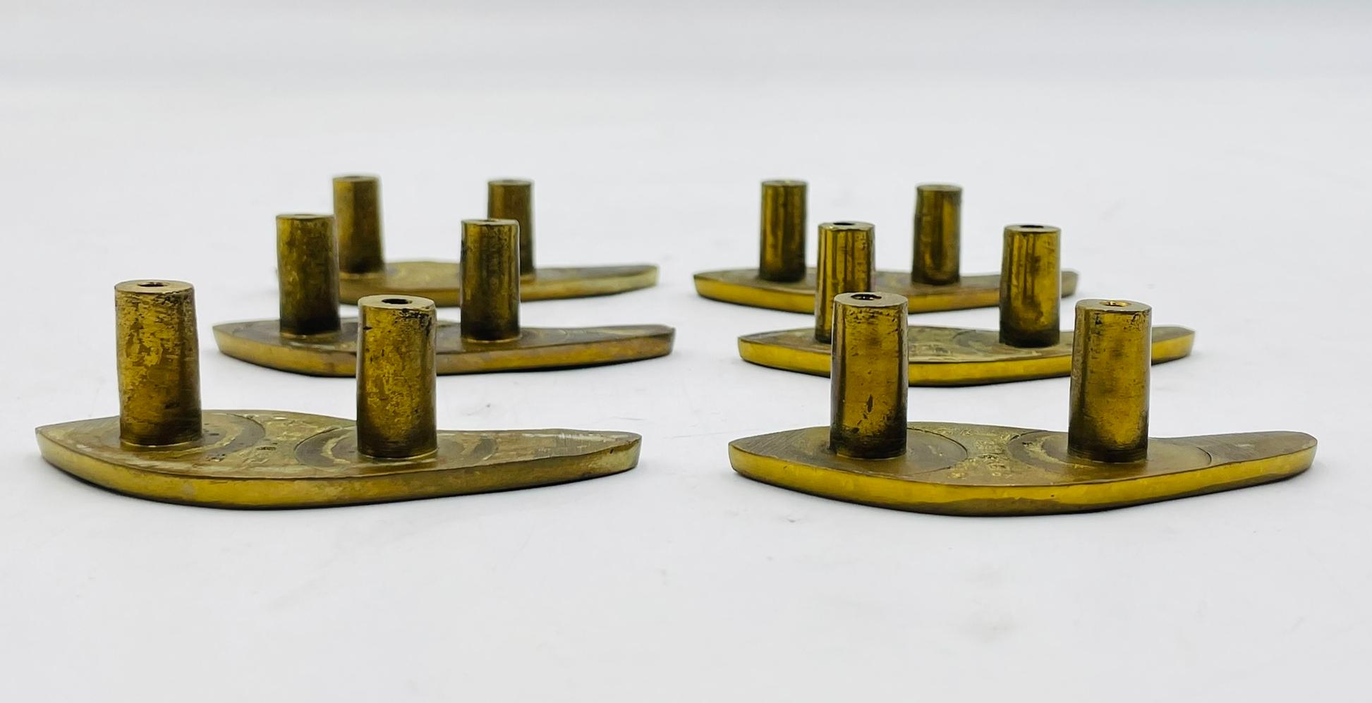 Set of 6 Cabinet Pulls in Brass & Abalone Shell Inlay by Peñoles, Mexico 1950s For Sale 3