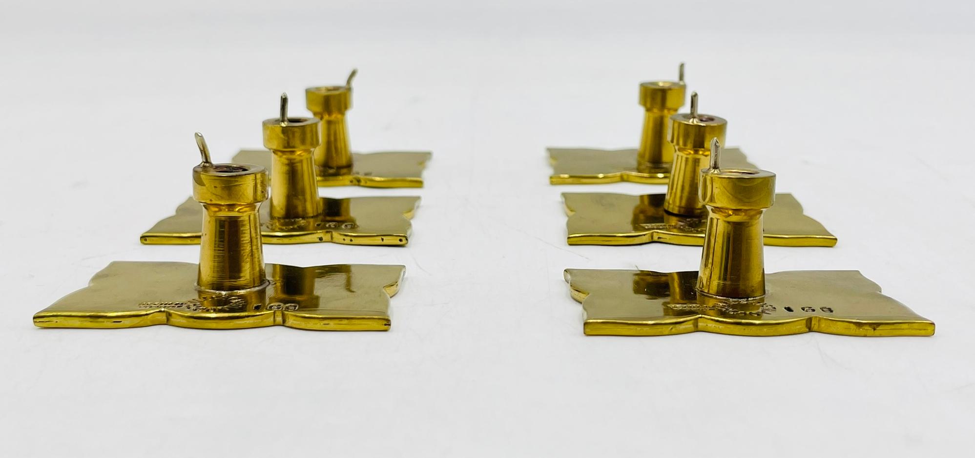 Set of 6 Cabinet Pulls in Brass & Stone inlay by Los Castillo, Mexico 1950s For Sale 6
