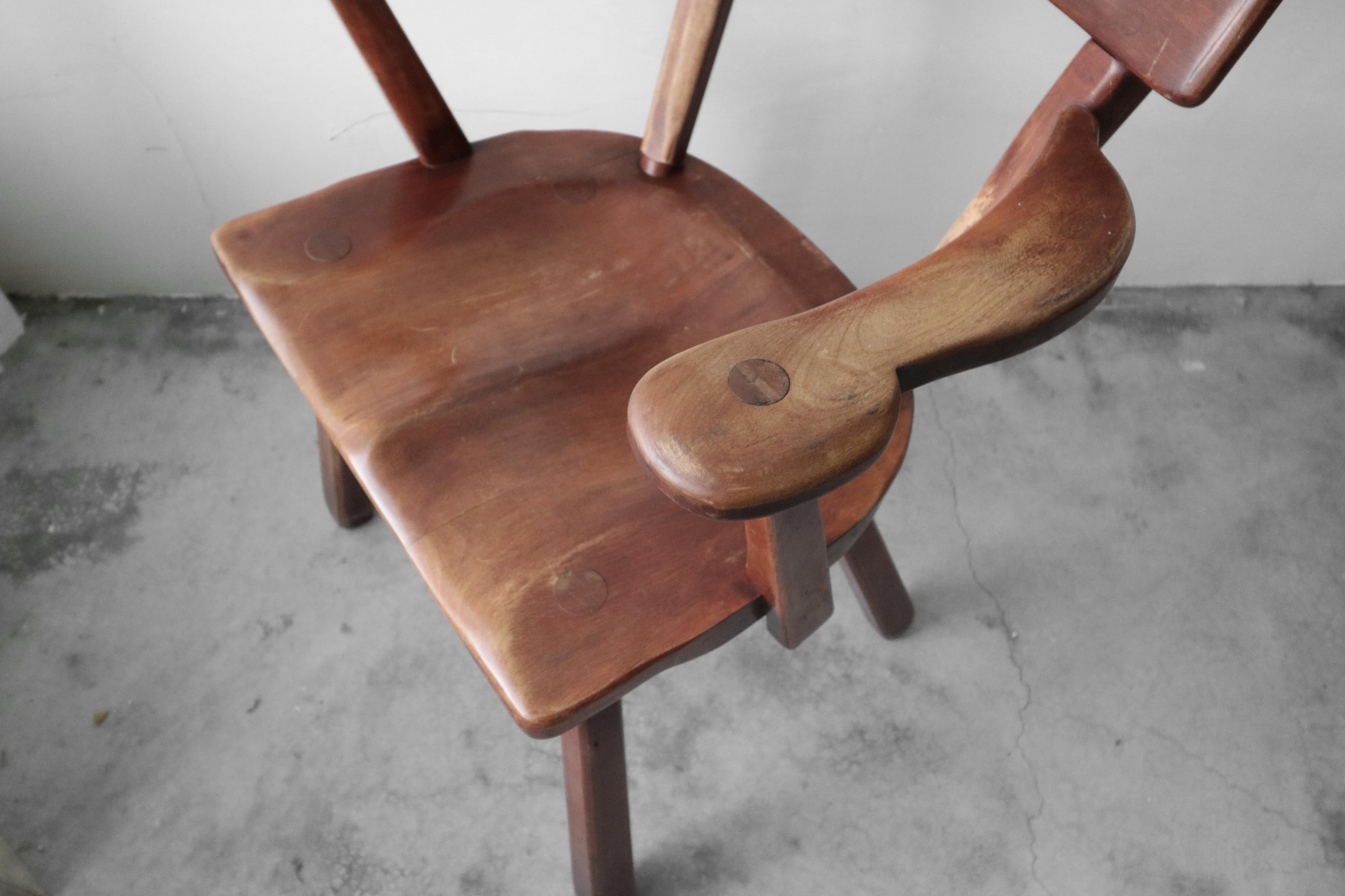 Set of 6 California Modern Studio Craft Primitive Wood Dining Chairs 2