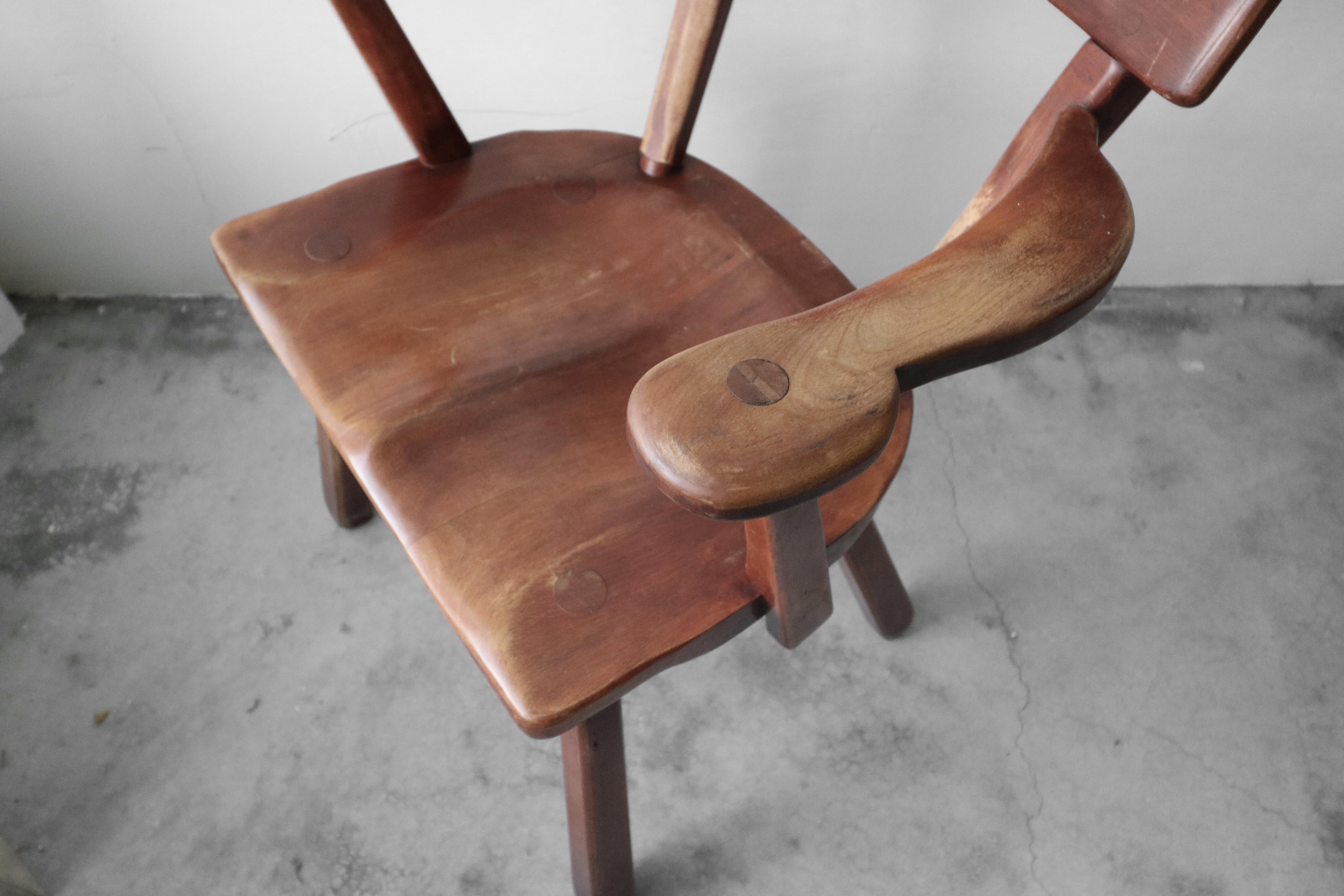 Maple Set of 6 California Studio Craft Primitive Wood Dining Chairs