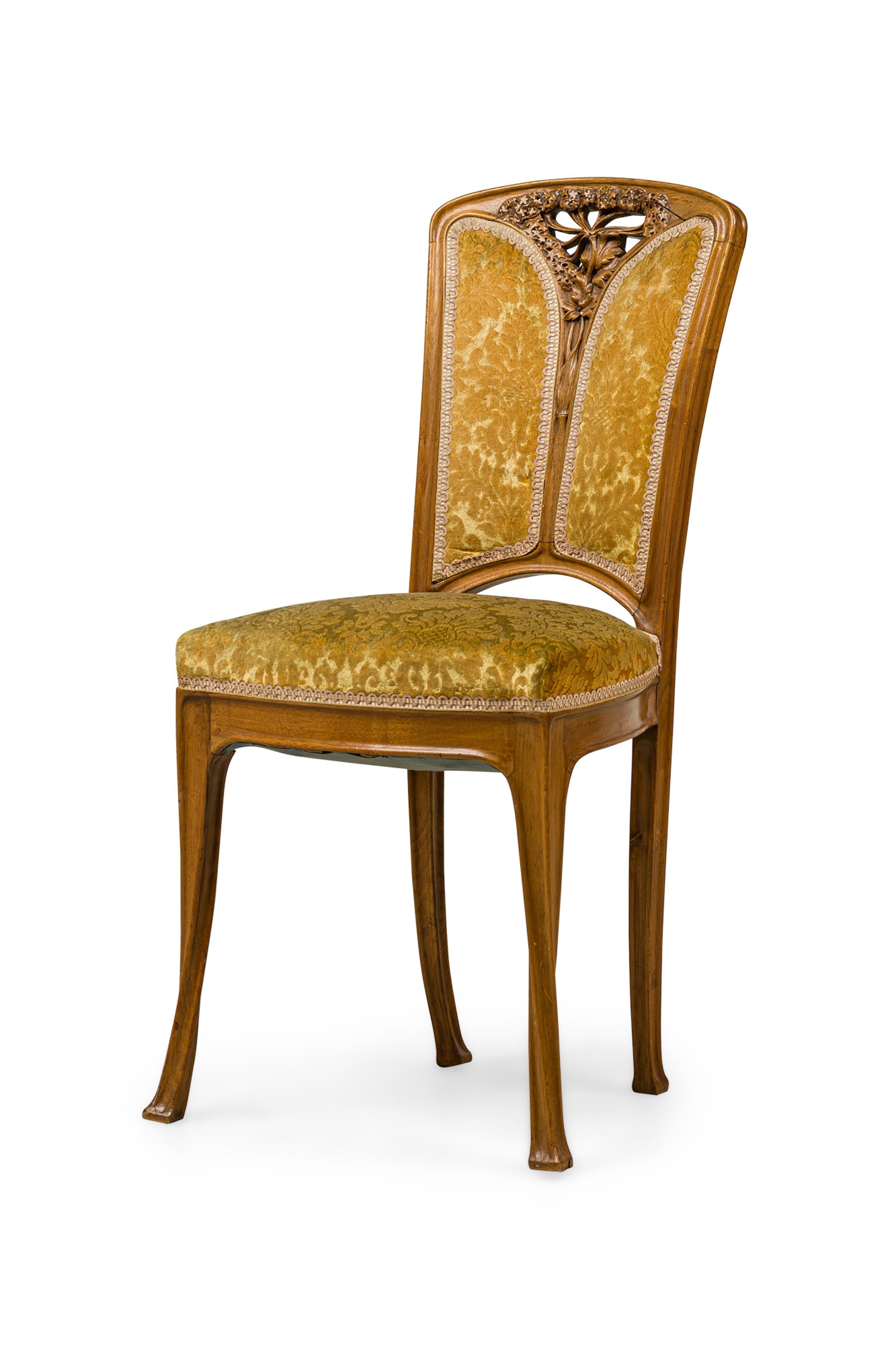 Set of 6 Camille Gauthier French Art Nouveau Ombelle Foliate Carved Side Chairs In Good Condition For Sale In New York, NY