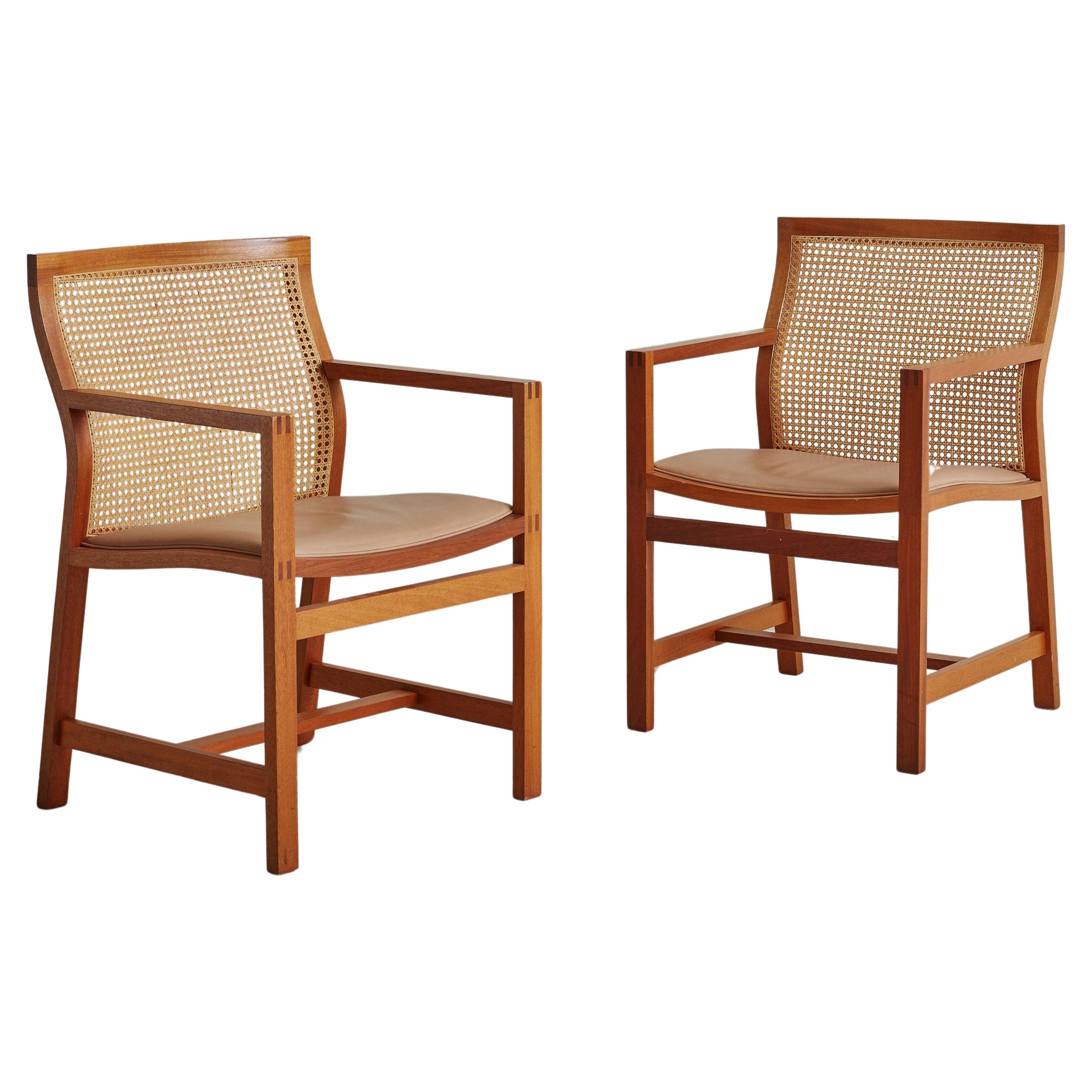 Set of 6 Cane Dining Chairs by Rud Thygesen and Johnny Sorensen for Botium 1980s