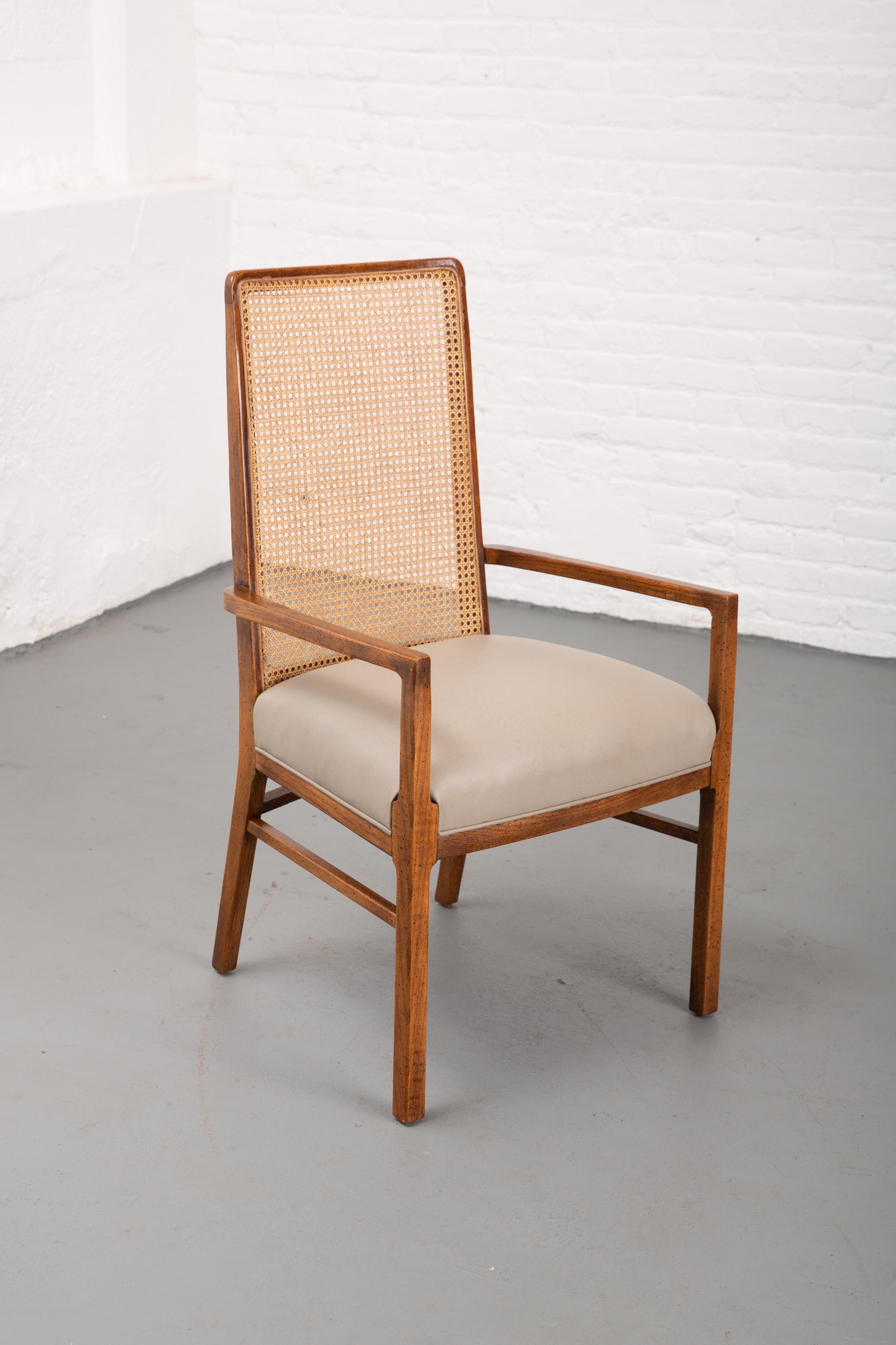 Ensemble de 6 chaises de salle à manger en rotin de style mi-siècle moderne en vente 6