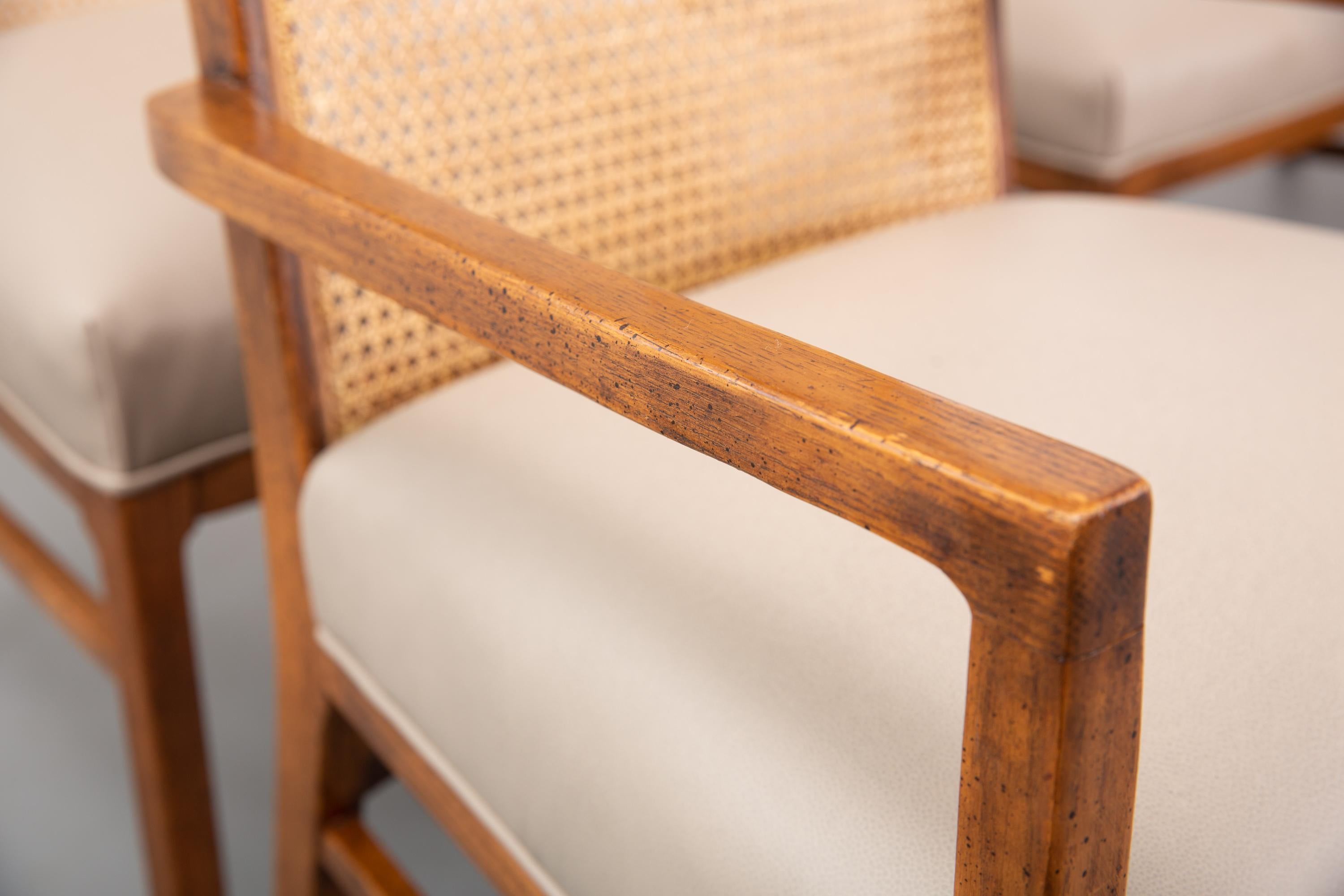 leather and cane dining chair