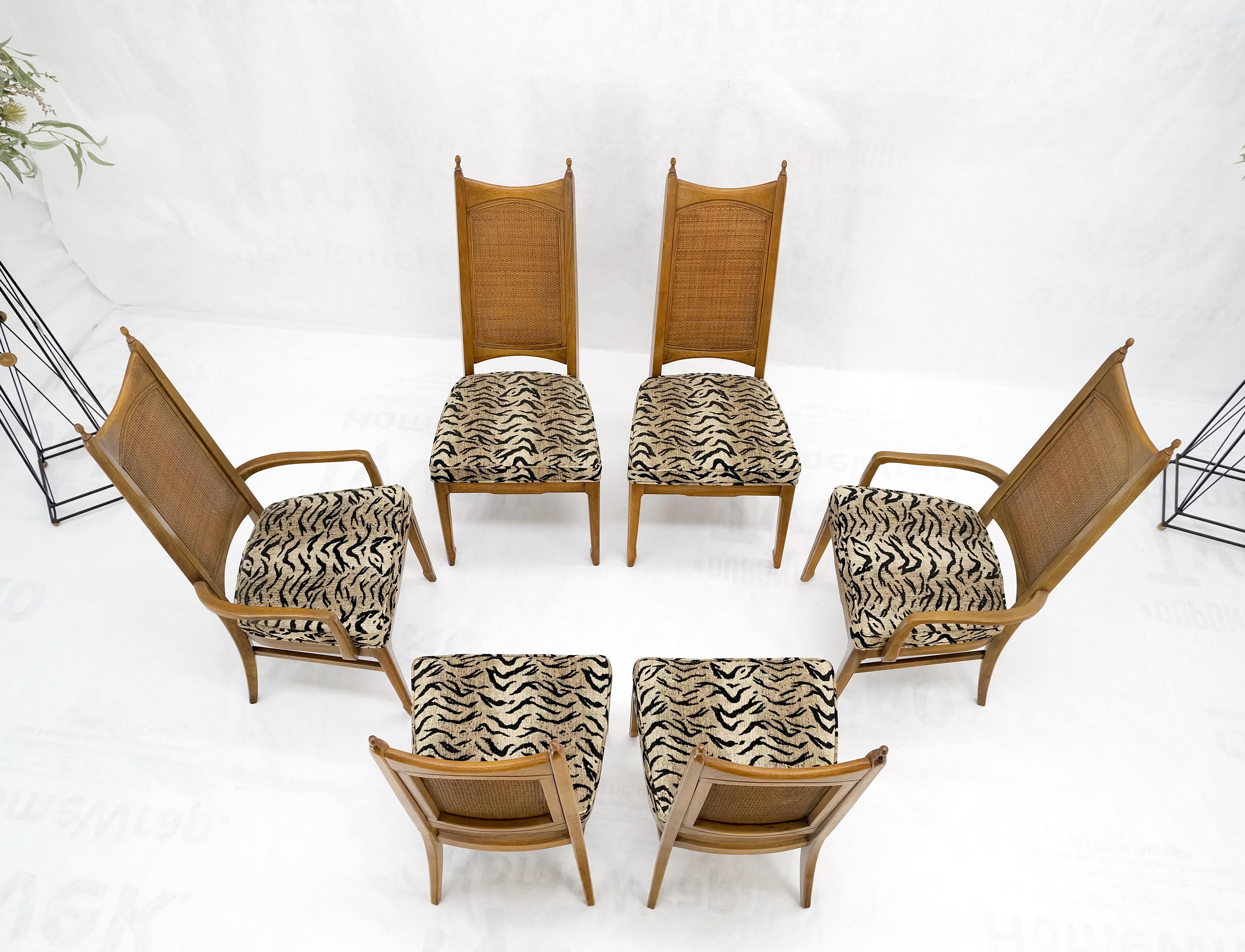 Satz von 6 Cane Tall Back Pecan Mid Century Modern Stühle MINT! (Moderne der Mitte des Jahrhunderts) im Angebot