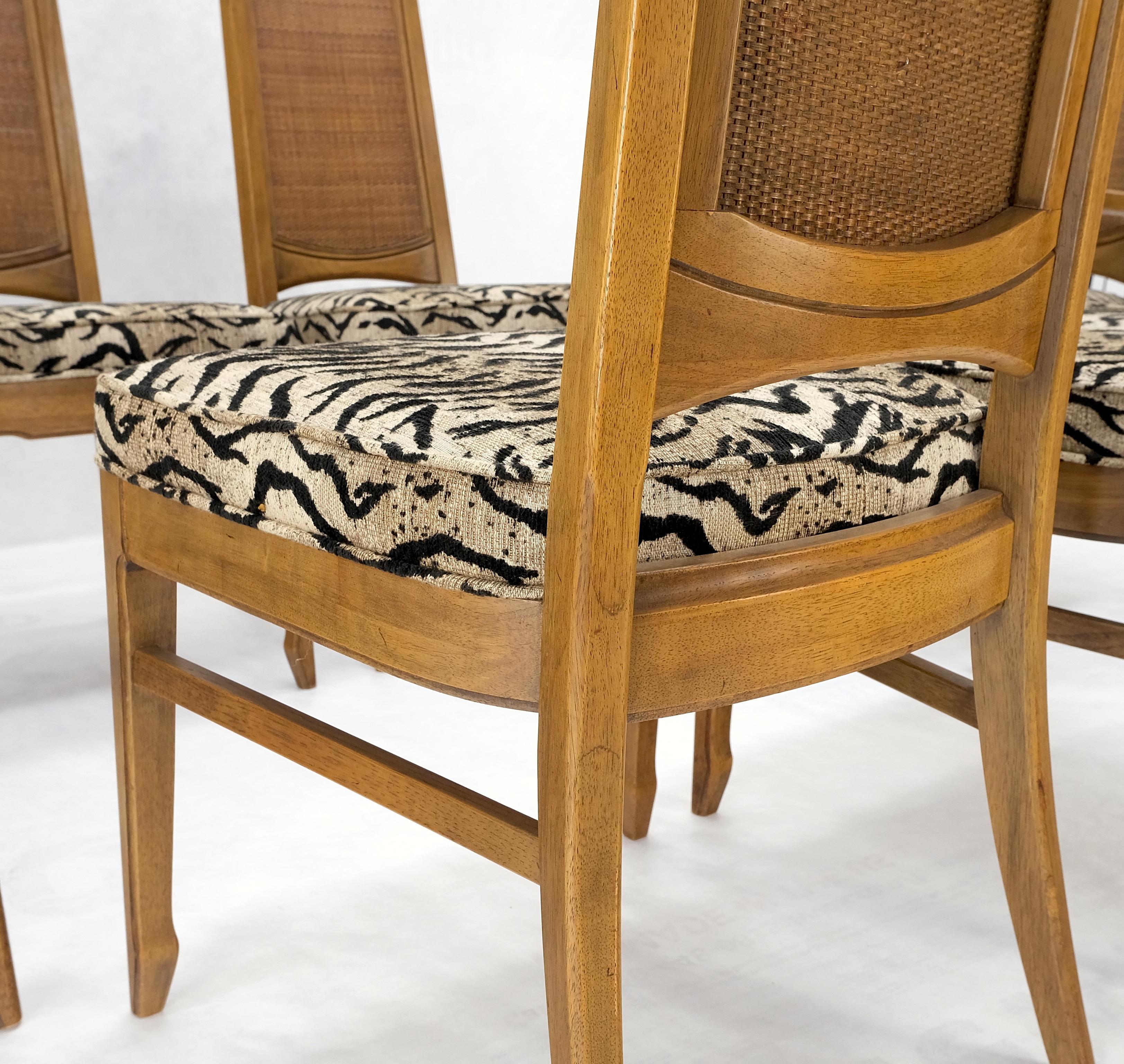 Set of 6 Cane Tall Back Pecan Mid-Century Modern Chairs Mint In Good Condition For Sale In Rockaway, NJ