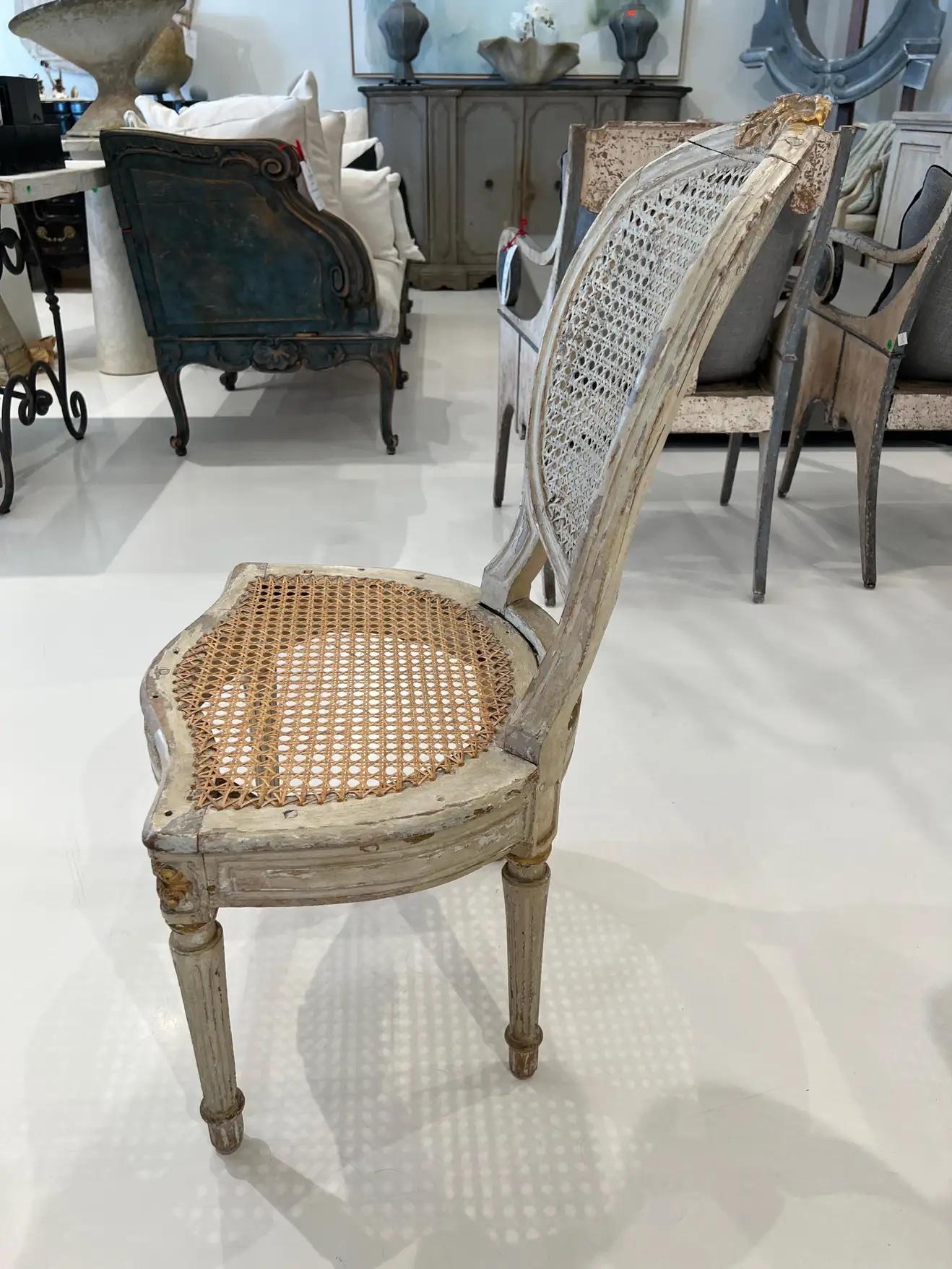 Set of 6 Caned Chairs, 18th Century Louis XVI For Sale 2