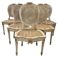 Antique Set of 6 Caned Chairs, 18th Century Louis XVI