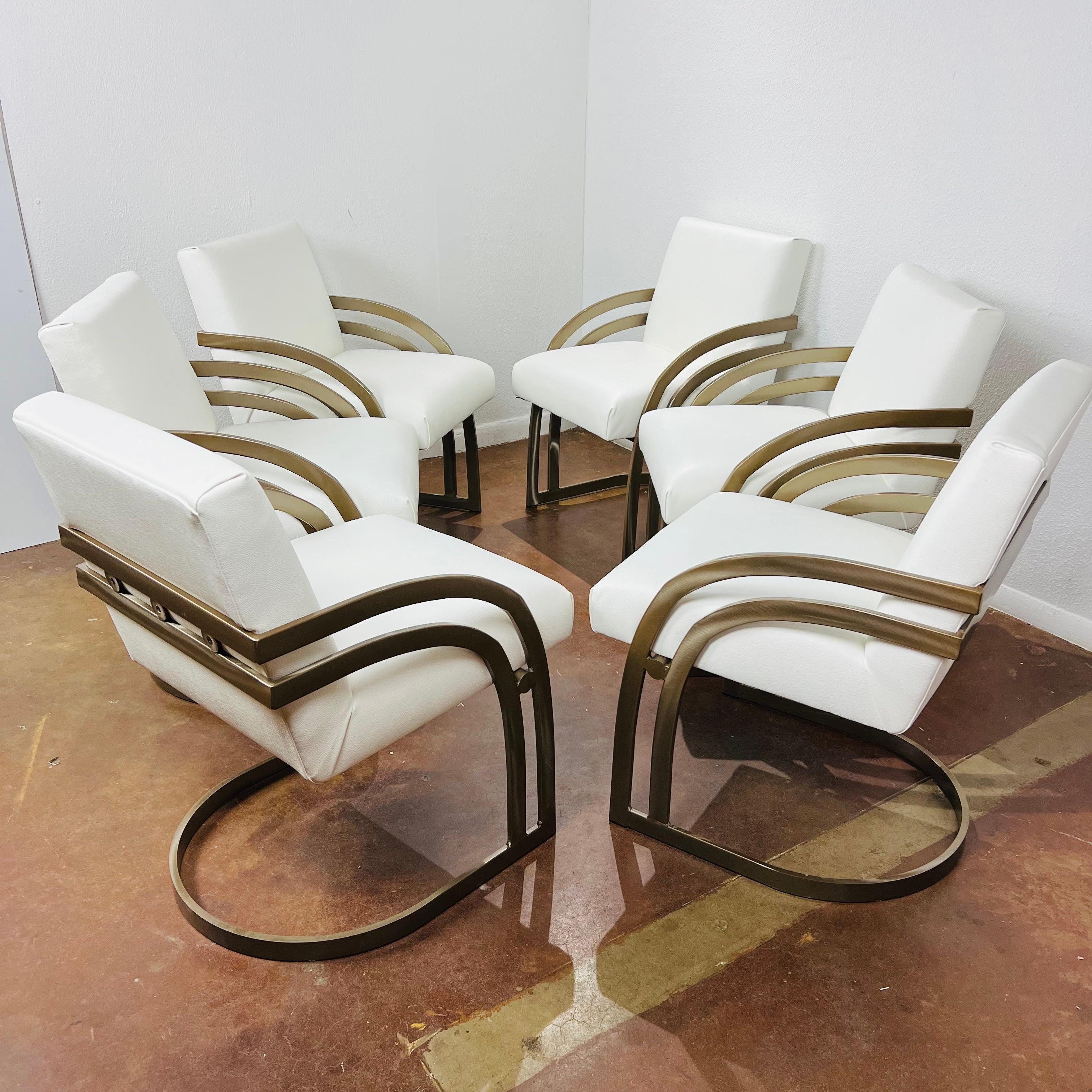 Contemporary Set of 6 Cantilever Chairs in the Style of Milo Baughman