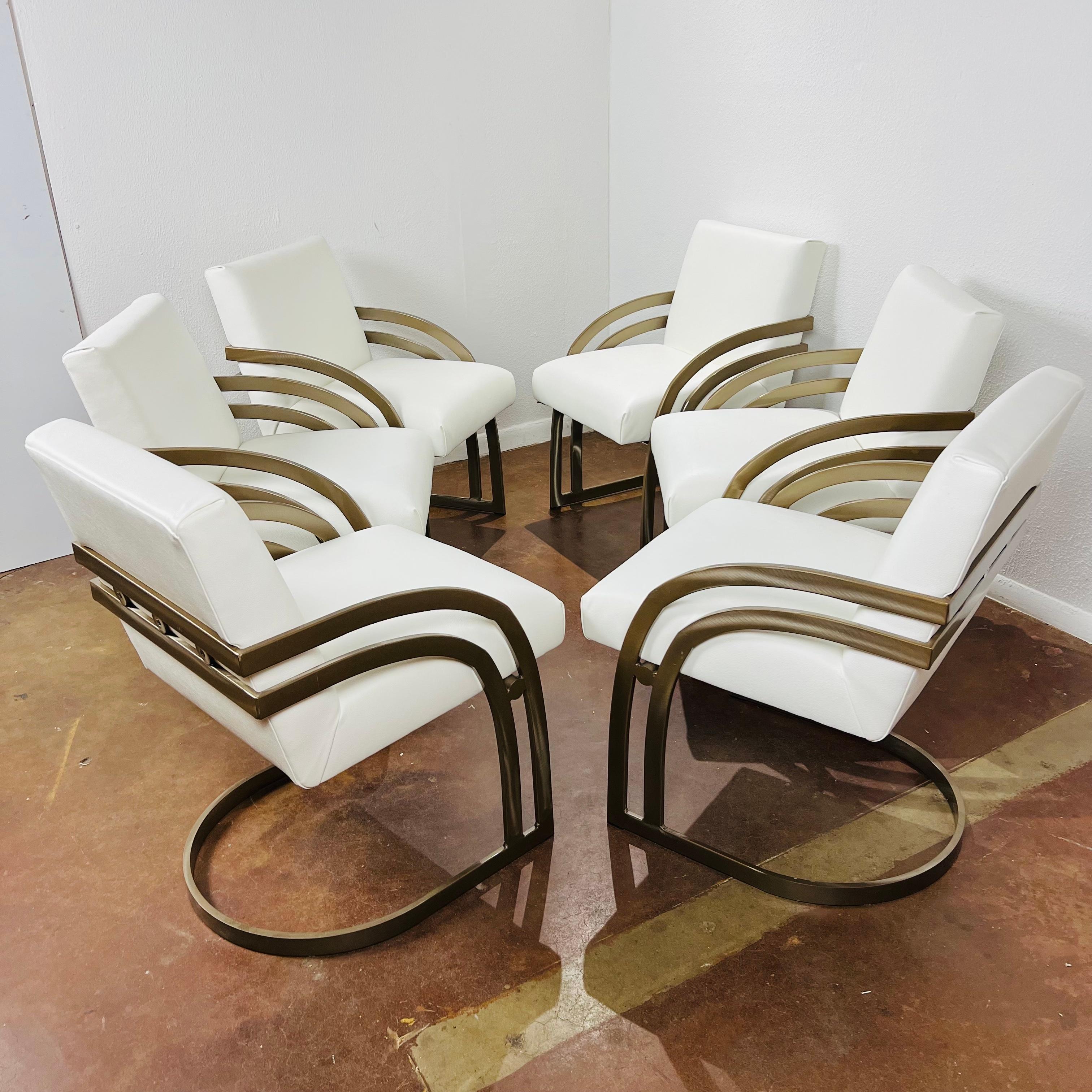 Metal Set of 6 Cantilever Chairs in the Style of Milo Baughman