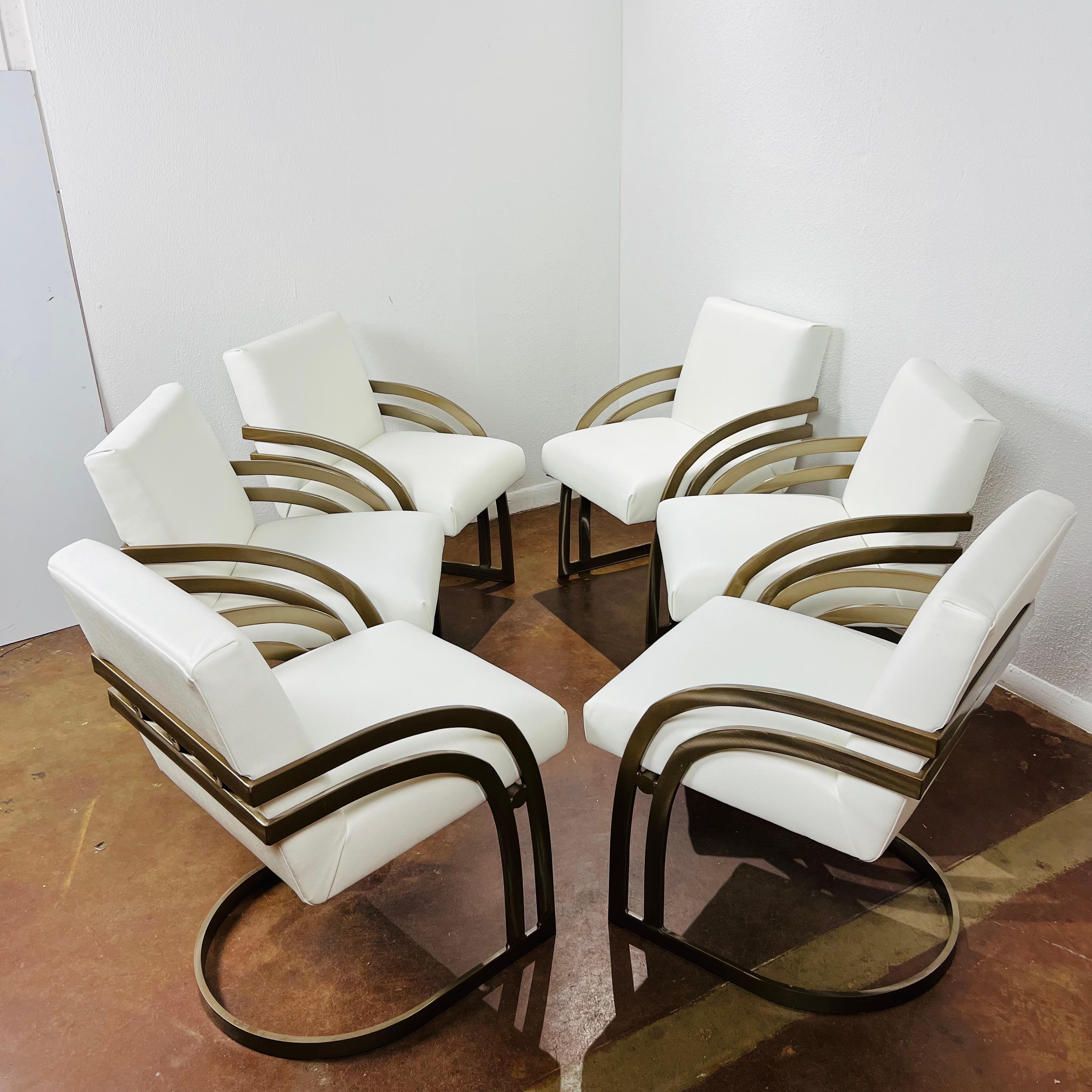 Set of 6 Cantilever Chairs in the Style of Milo Baughman 1