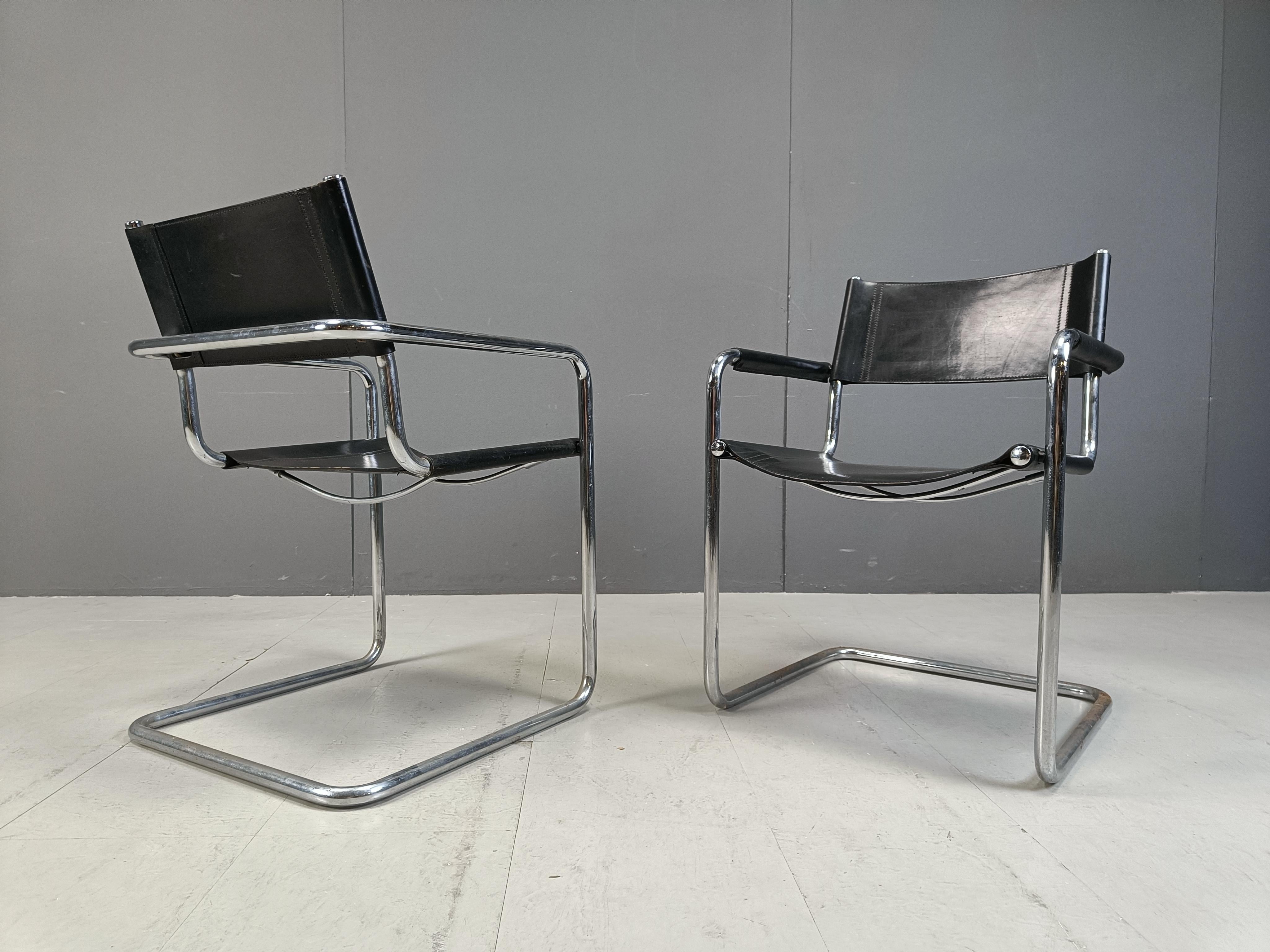 Set of 6 armchairs by Linea Veam - 1980s - cantilever leather idning chairs - vintage dining chairs - vintage  dining chairs - bauhaus chair

THIS ITEM REQUIRES A CUSTOM SHIPPING QUOTE - REQUEST A QUOTE BEFORE ORDERING, THE SHOWN RATES ARE