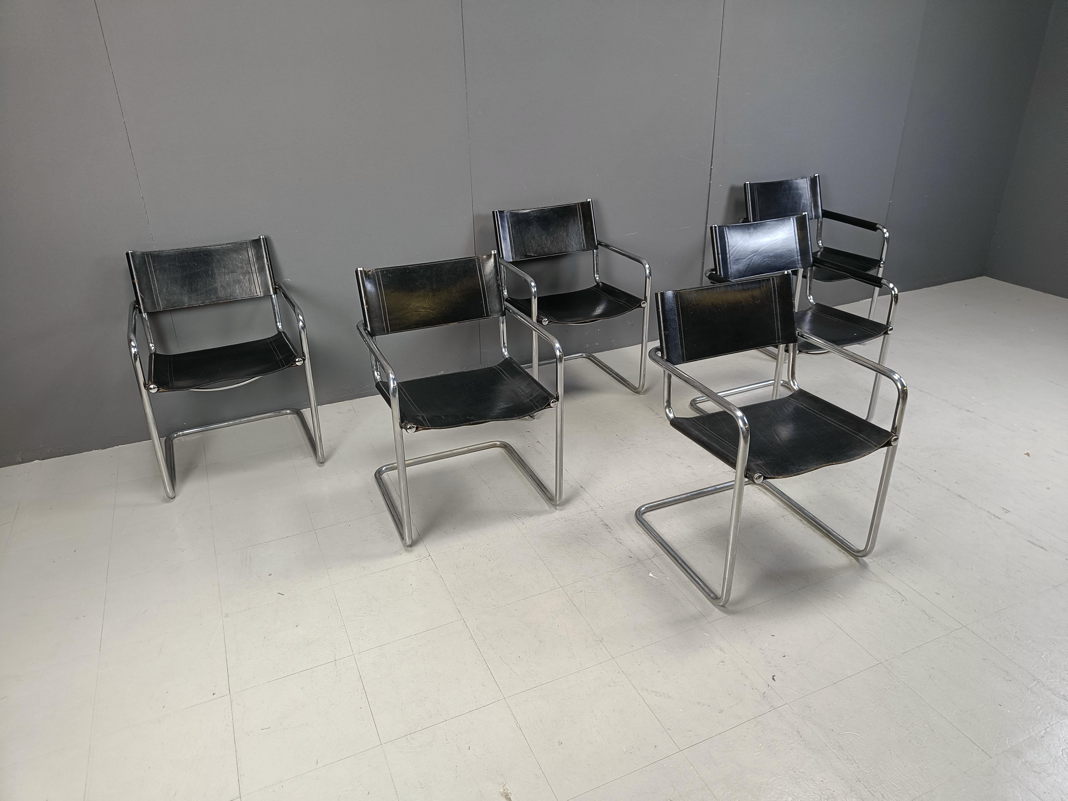 Set of 6 Cantilever dining chairs by Linea Veam, 1980s 1