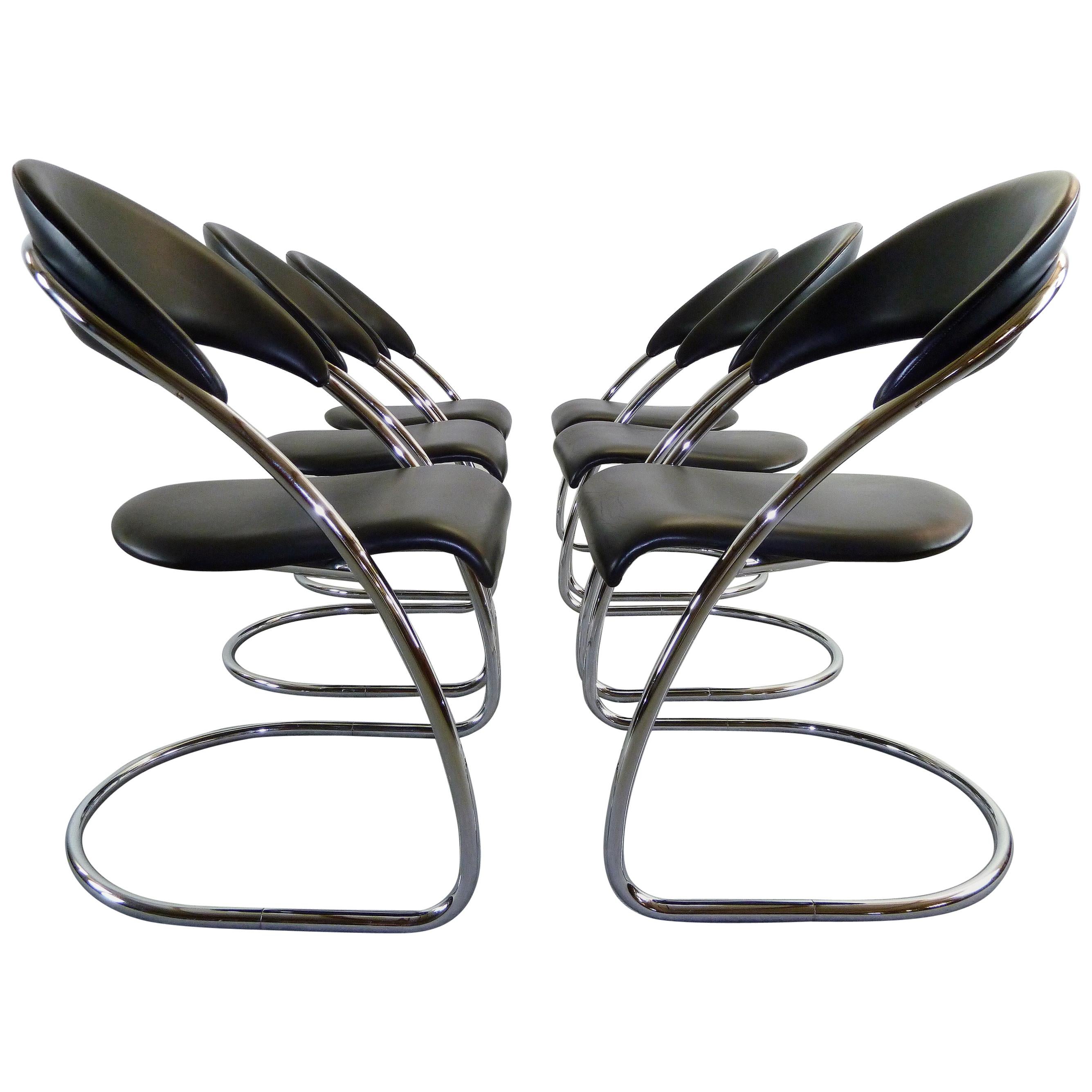 Set of 6 Cantilevered Chairs Thonet Bauhaus Model ST14 Hans Luckhardt For Sale