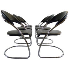 Vintage Set of 6 Cantilevered Chairs Thonet Bauhaus Model ST14 Hans Luckhardt