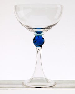 Set of 6 Caravaggeschi Martini Champagne Murano Glass Cenedese Clear Cobalt