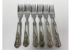 Set Of 6 Carlyle Hotel Silver Plate Fish Forks With Shell Design