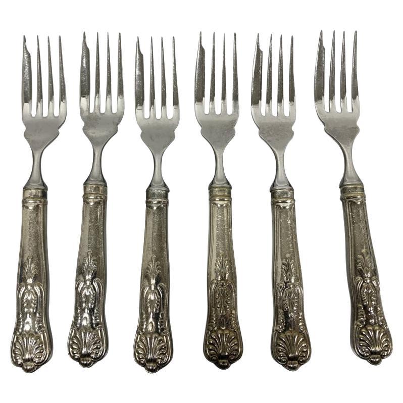 Set Of 6 Carlyle Hotel Silver Plate Fish Forks With Shell Design For Sale