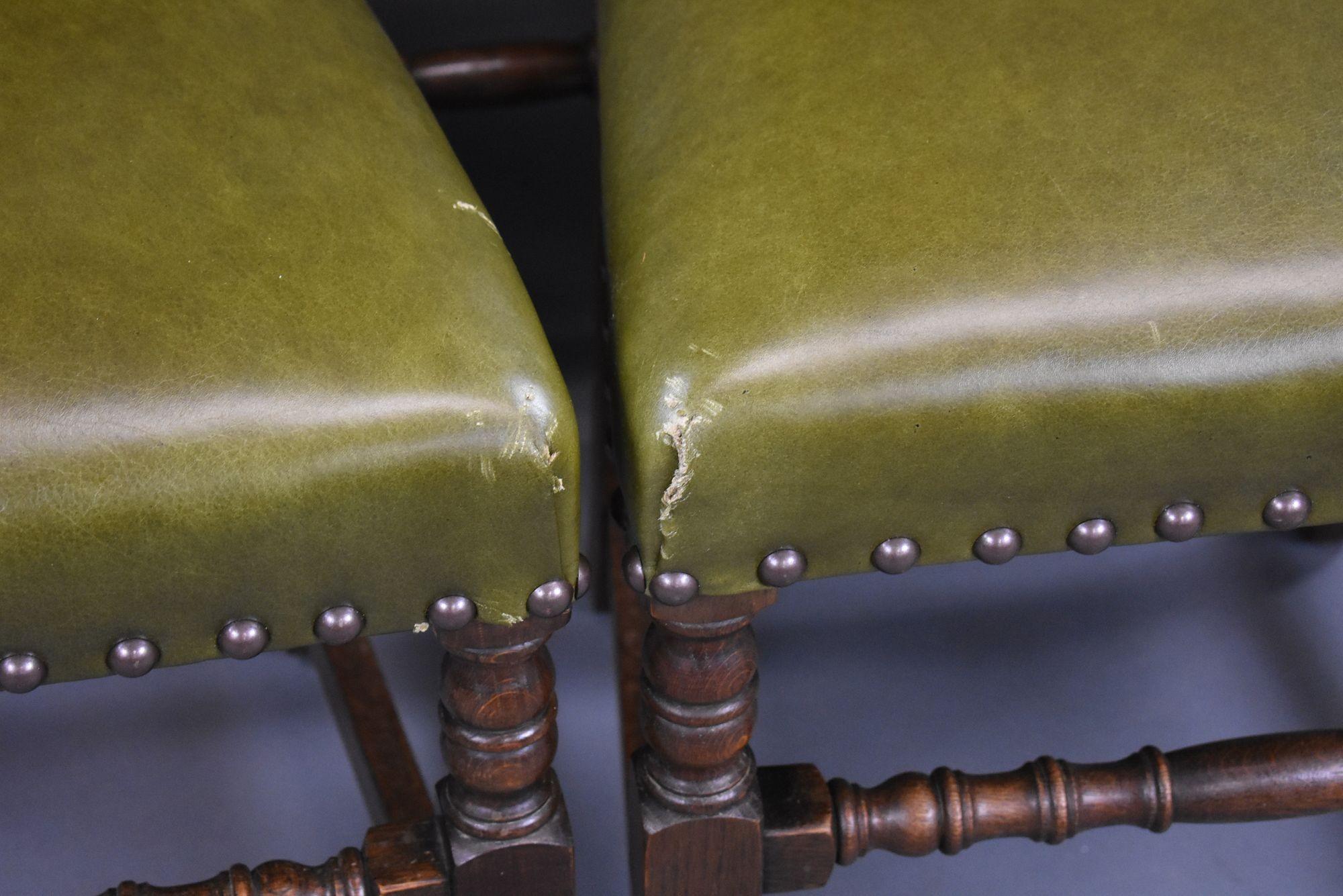 Set of 6 Carolean Style Oak Dining Chairs 8