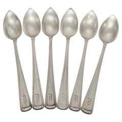 Ensemble de 6 cuillères à pamplemousse en argent Cartier Marie Louise avec mono #19263