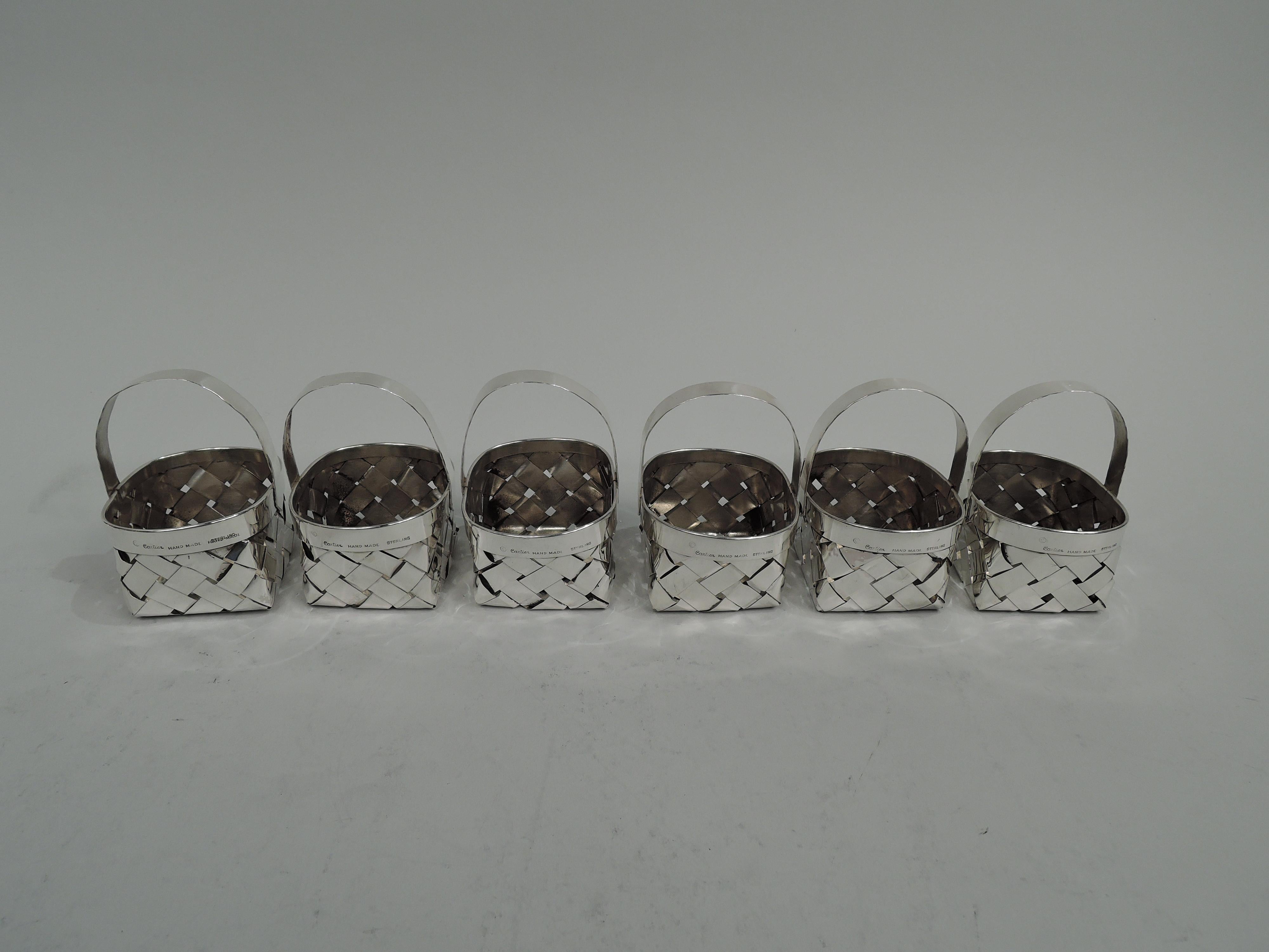 American Set of 6 Cartier Small Splurge-Size Sterling Silver Baskets