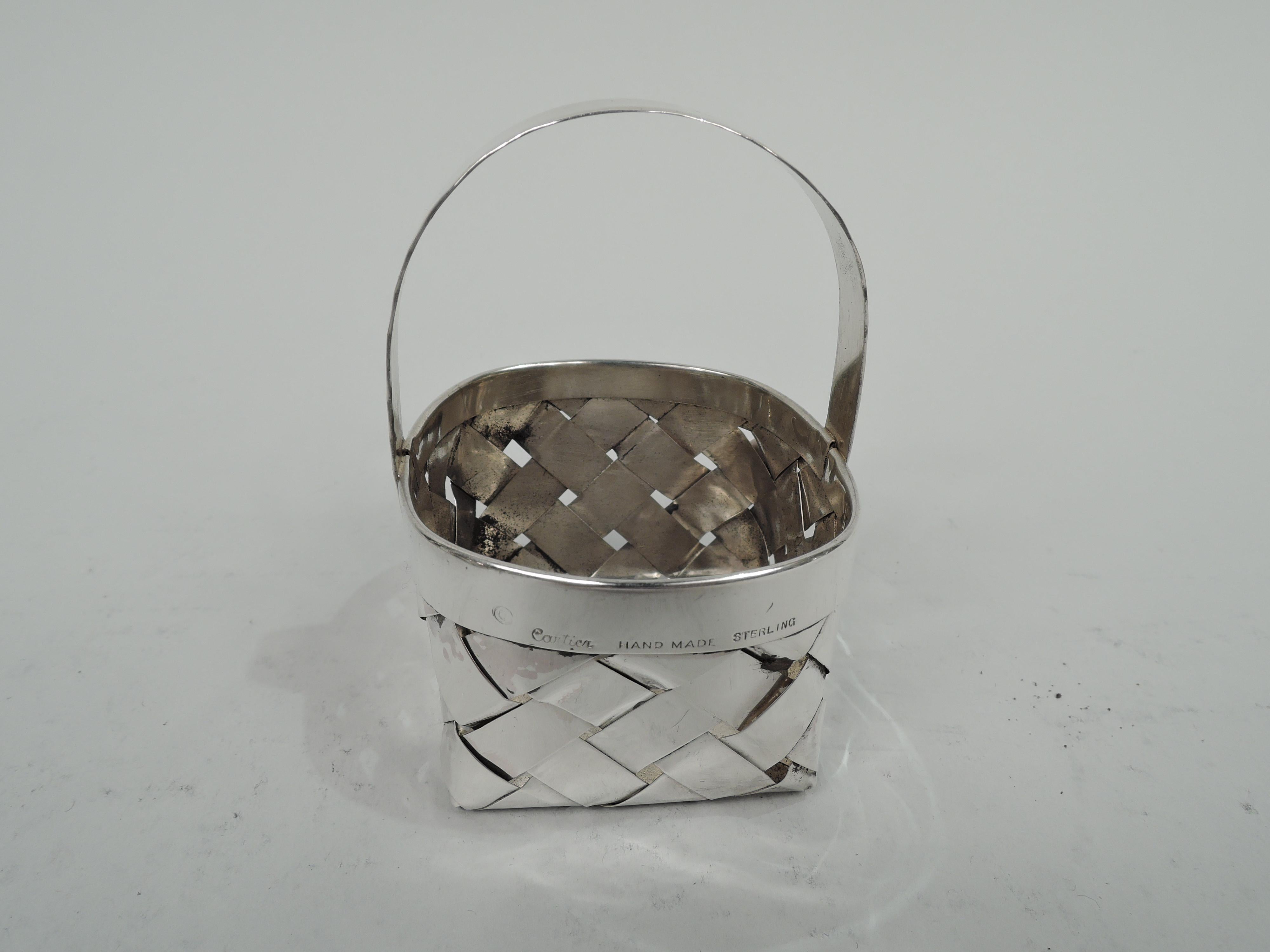 Woven Set of 6 Cartier Small Splurge-Size Sterling Silver Baskets