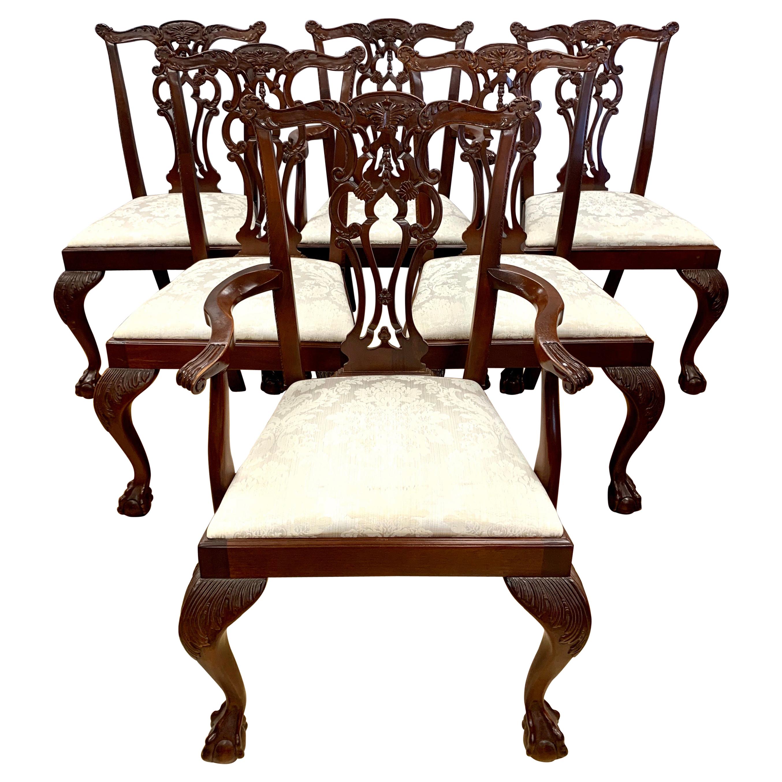 Set of 6 Carved Mahogany Chippendale Dining Chairs