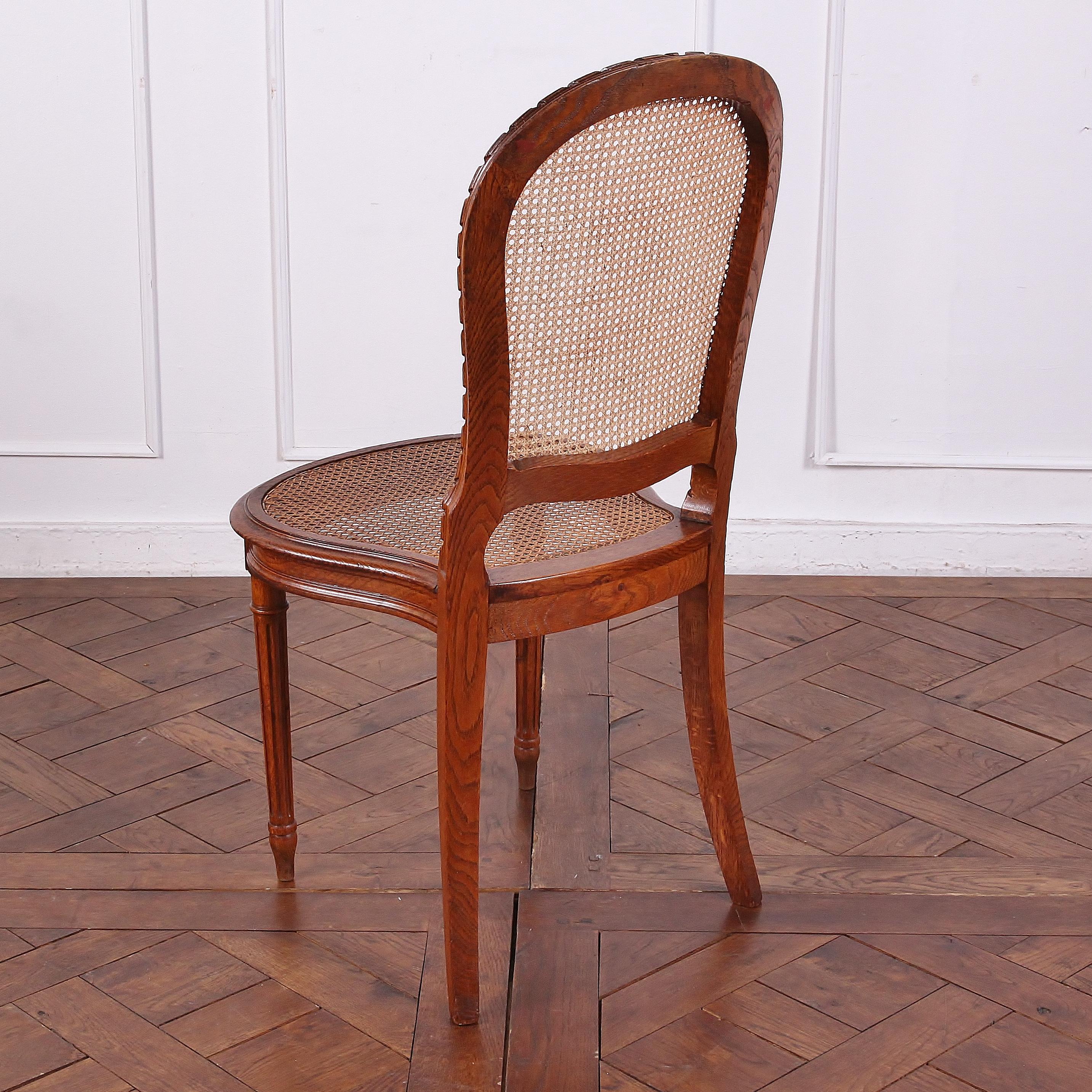 Set of 6 Carved Oak Louis XVI Dining Chairs 1