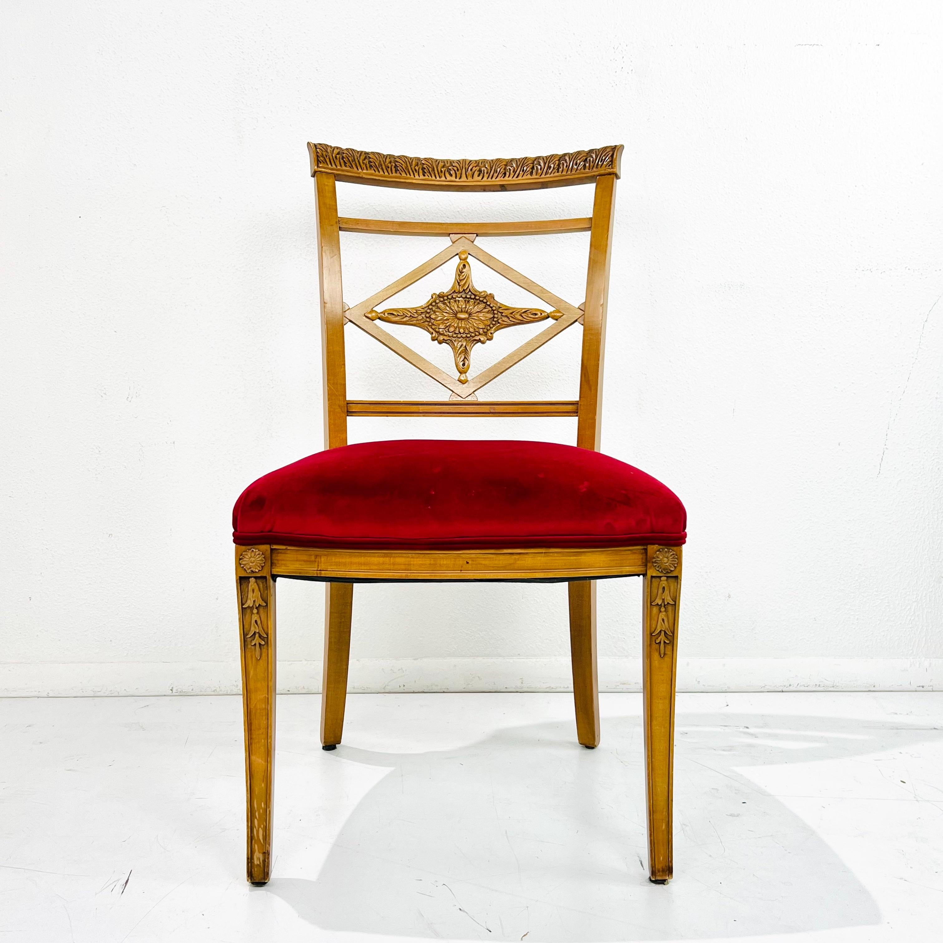 19th Century Set of 6 Carved Wood French Neoclassical Dining Chairs