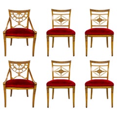 Set of 6 Carved Wood French Neoclassical Dining Chairs