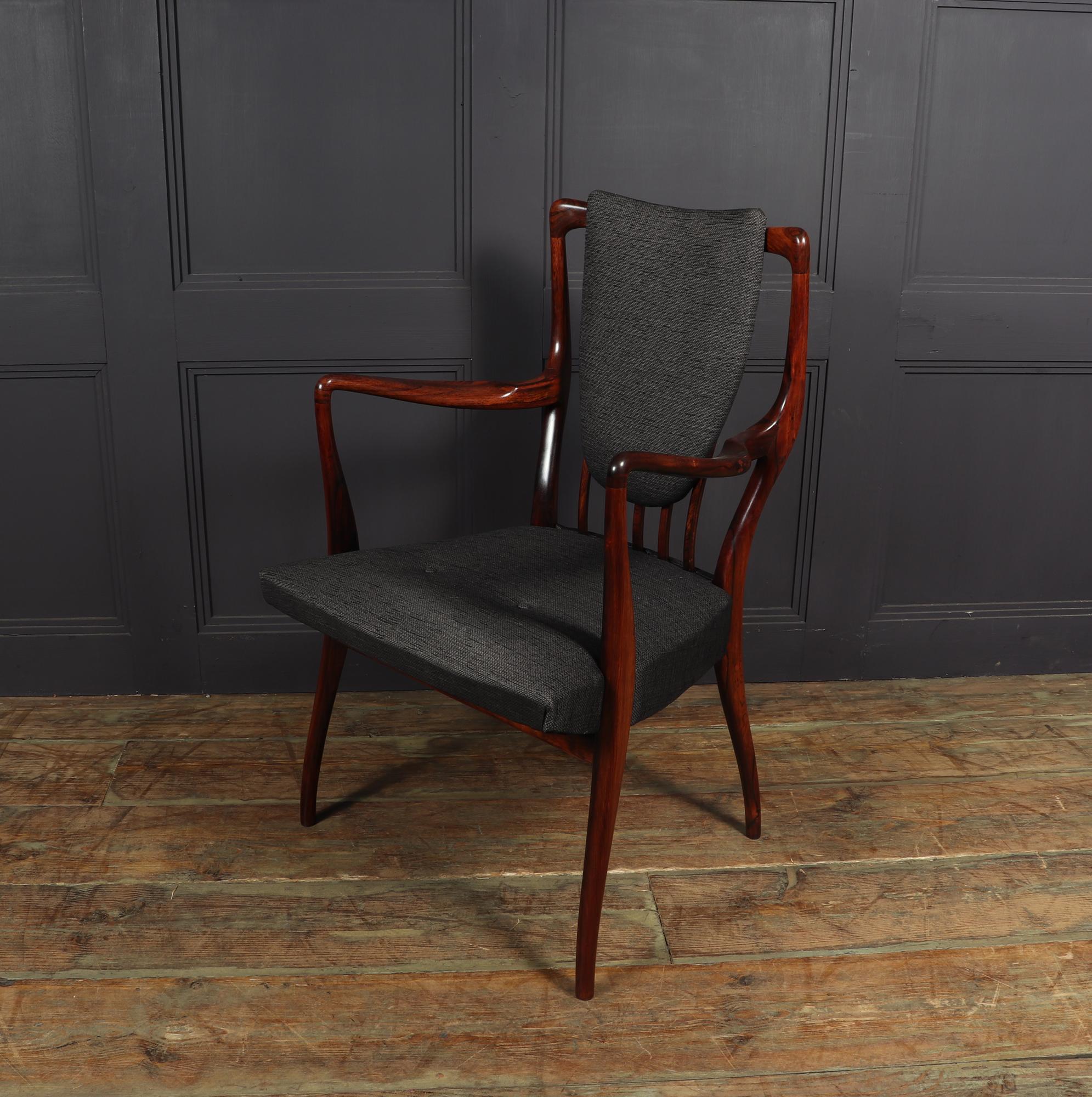 Rosewood Set of 6 Carver Chairs by Andrew Milne