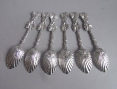 Set of 6 Cased Naturalistic Teaspoon by William Theobalds, 1839/40