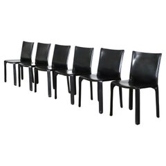 Set Of 6 Cassina CAB 412 Dining Chairs By Mario Bellini, 1980s