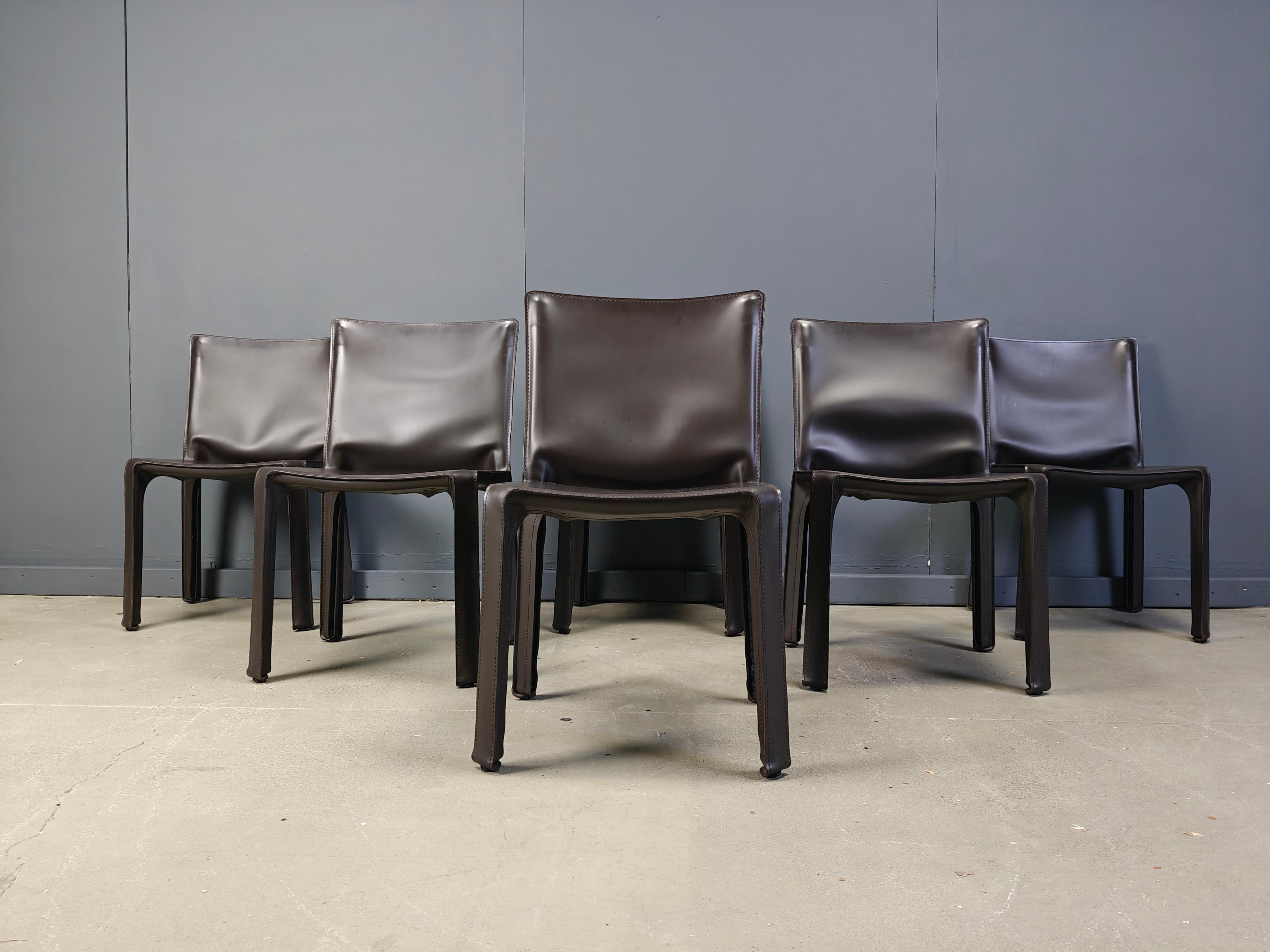 Satz von 6 Cassina Cab Stühlen von Mario Bellini, 1990er Jahre im Angebot 3