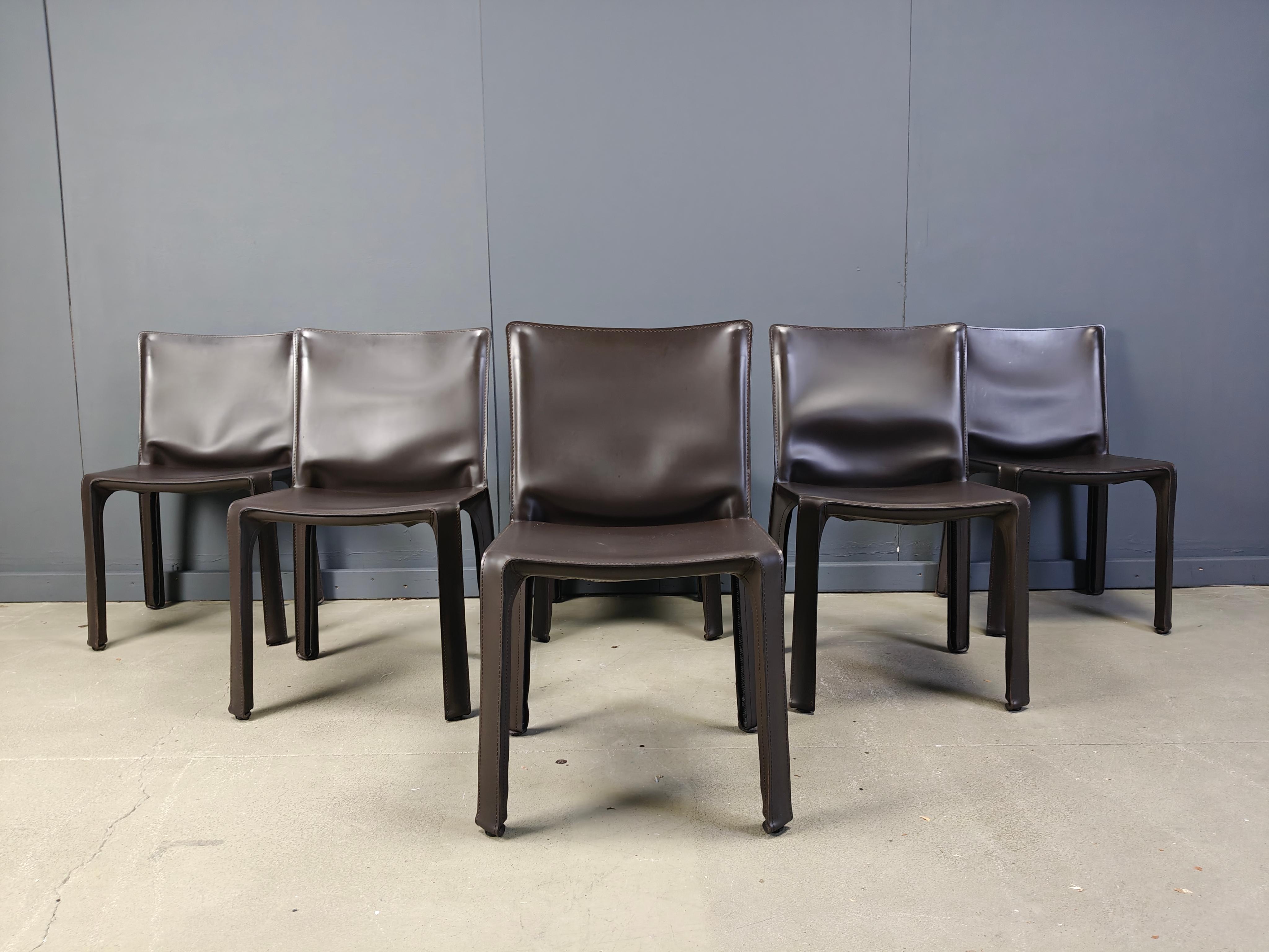 Satz von 6 Cassina Cab Stühlen von Mario Bellini, 1990er Jahre im Angebot 4