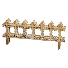 Set of 6 Cast Iron Interlocking Garden Edging Fences, White Paint Patina, 20th c