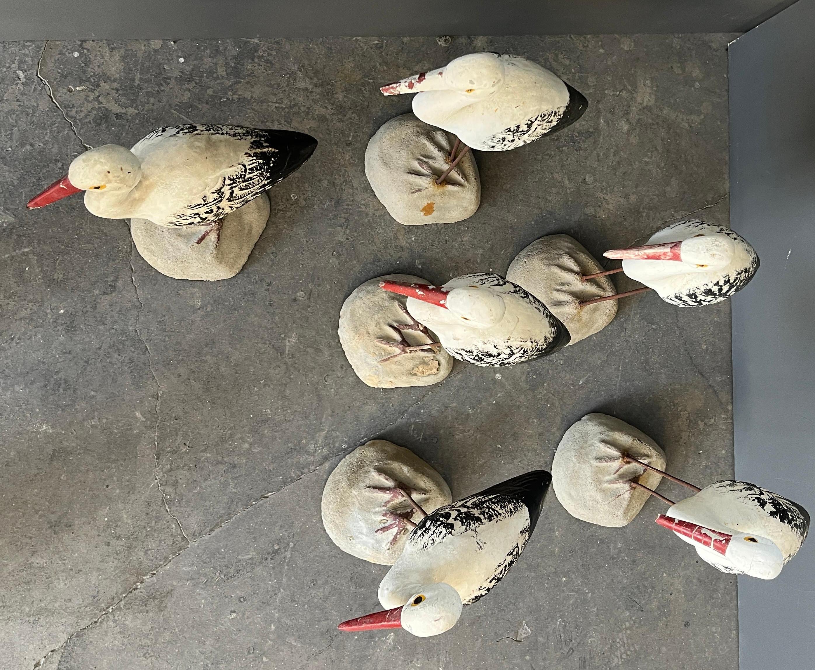Juego de 6 gaviotas de piedra artificial. mediados del siglo XX en venta
