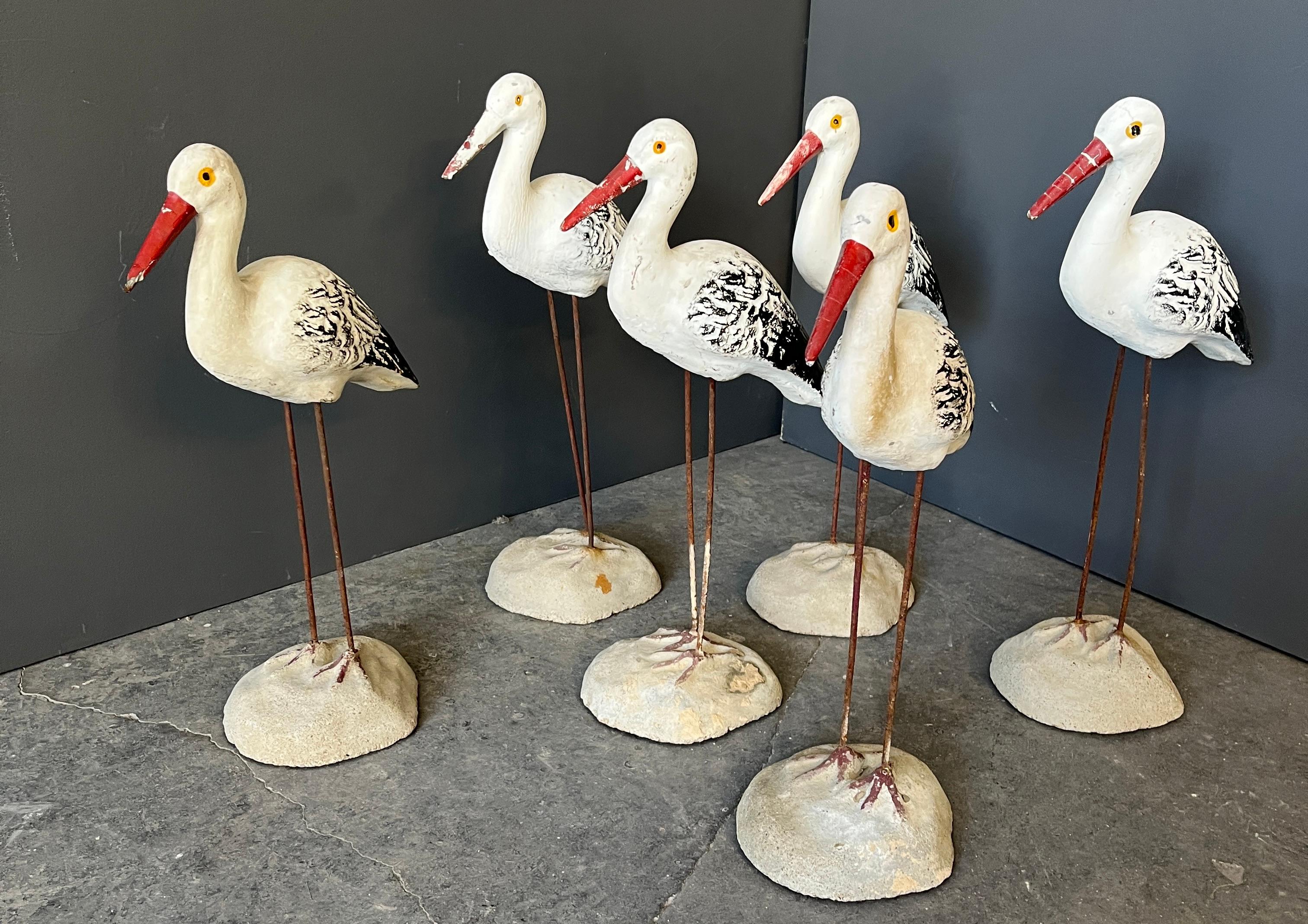 Juego de 6 gaviotas de piedra artificial. Acero en venta