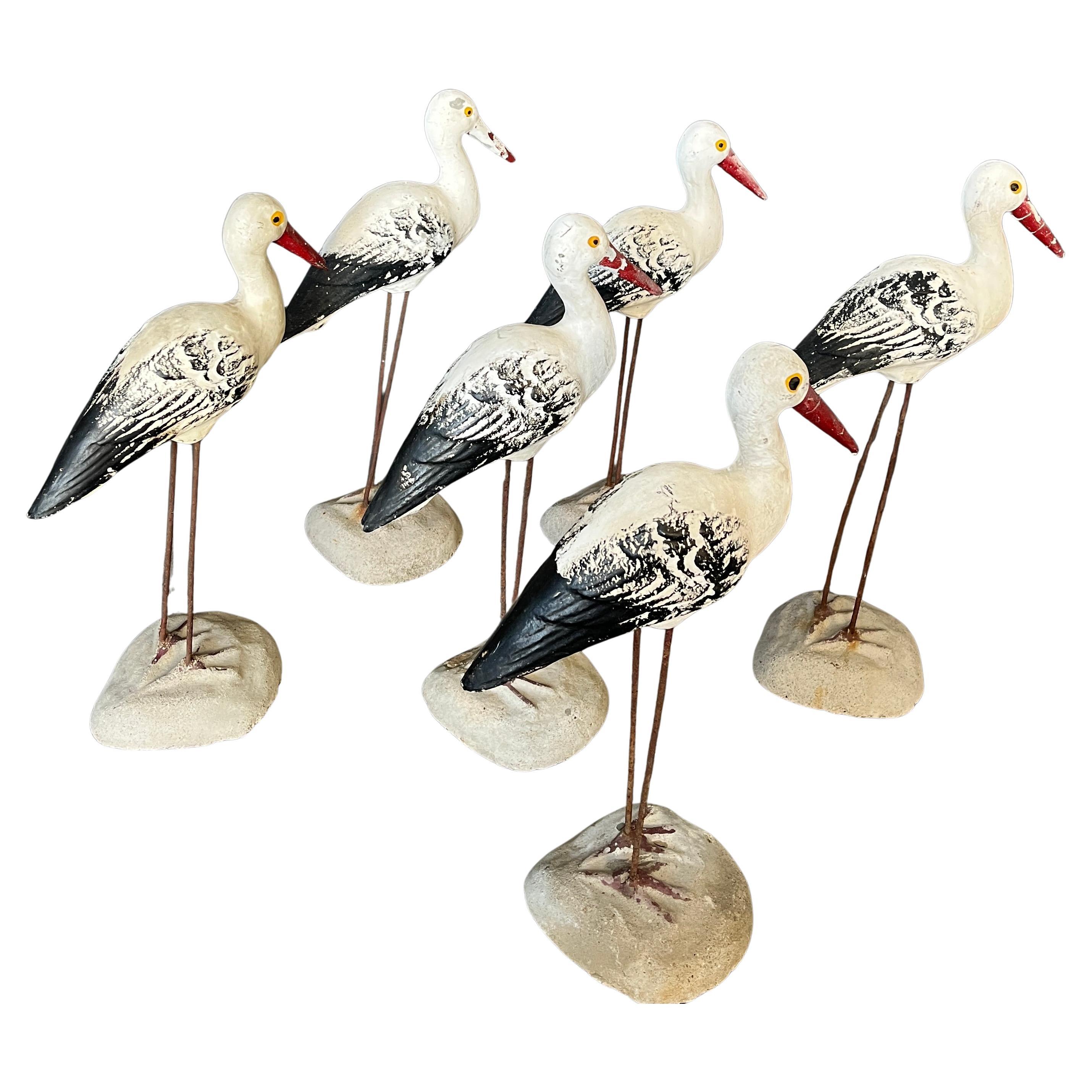 Juego de 6 gaviotas de piedra artificial. en venta
