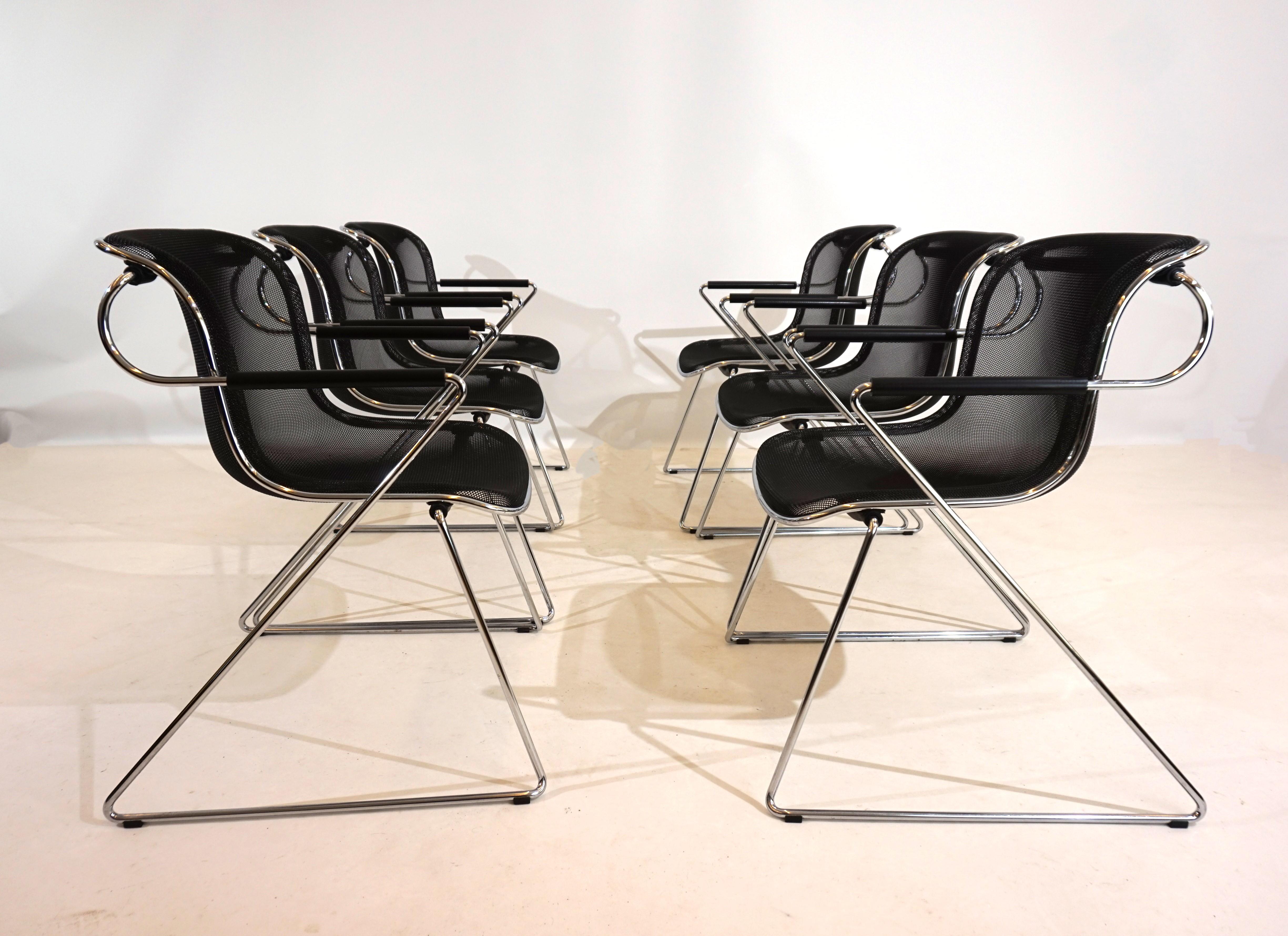 Post-Modern Set of 6 Castelli Penelope dining/conference chairs by Charles Pollock